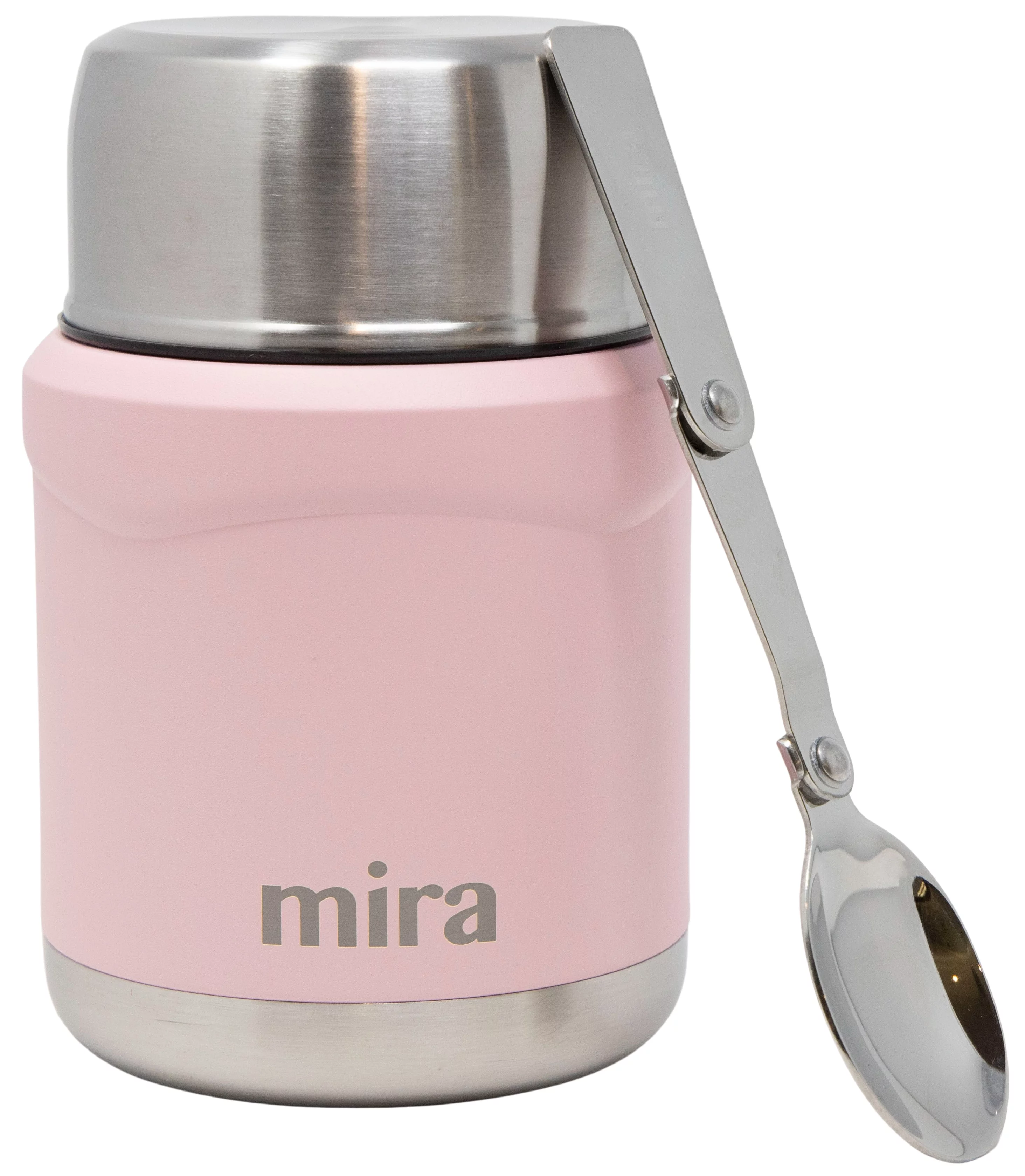 MIRA 15oz Thermos Food Jar with Spoon, Stainless Steel Vacuum Insulated, Rose Pink
