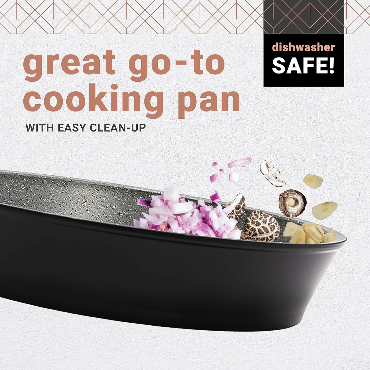 Excellence Granite Series 11 Inch Wok, Nonstick Stir-Fry And Frying Pan With Sturdy Steel Handles, Easy To Clean, Ideal For Stovetop And Electric Stove Cooking (10 Inc)