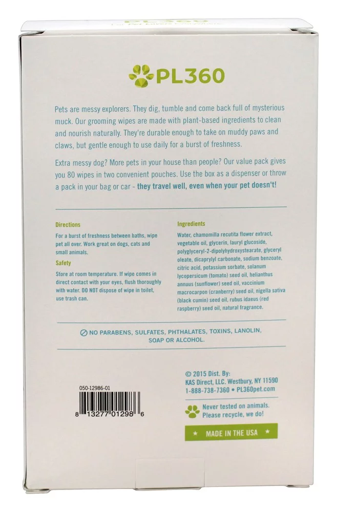 PL360 Grooming Wipes 80/Pack 2 Pack