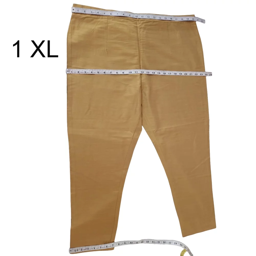 Pants for Women Cigarette Trousers High Waist Silk Pants Soft Breathable Slim Skinny Pants (Beige Gold, 1XL)