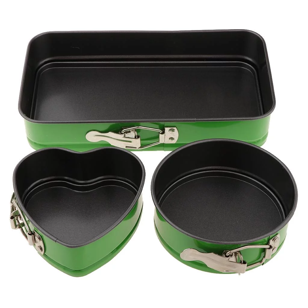 3pcs Springform Pan Leakproof Cake Bakeware Removable green