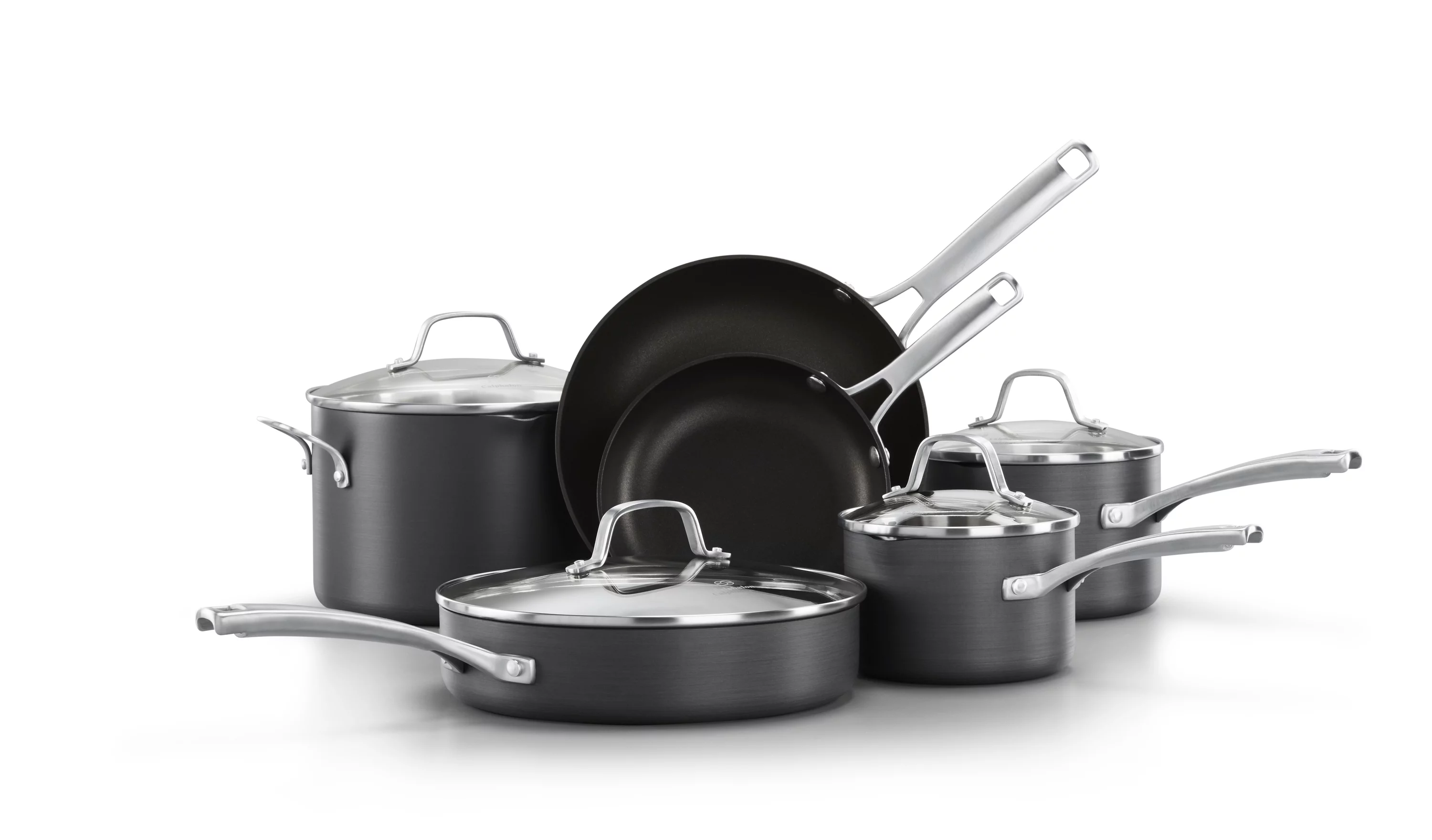 Calphalon 10-Piece Nonstick Kitchen Cookware Set w/ Stay-Cool Handle, Gray