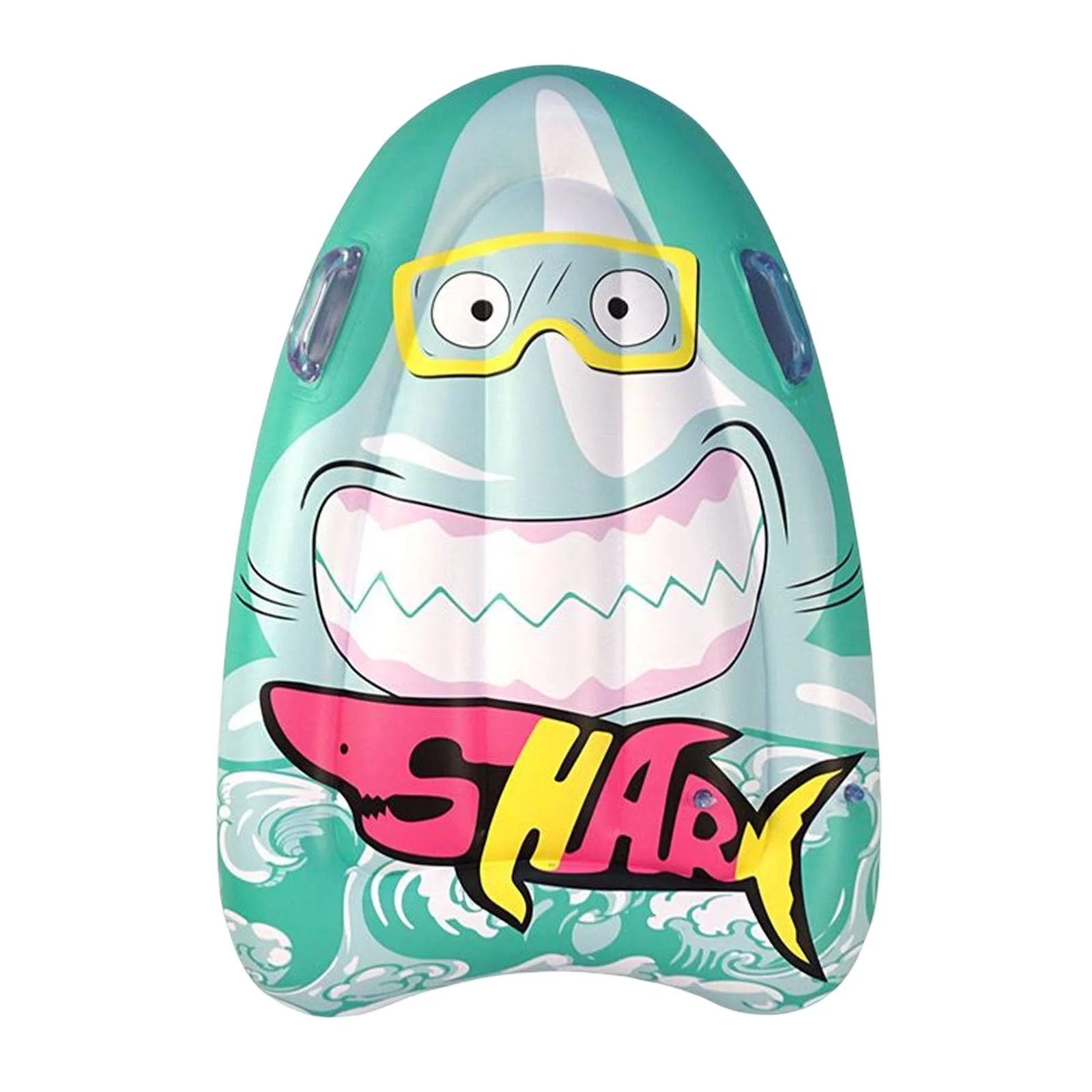 Inflatable with Handles Surfboard Pool Toy Learn Swimming Buoy Kickboard Surf Body Board for Adults Children Fun Activity Surfing Green