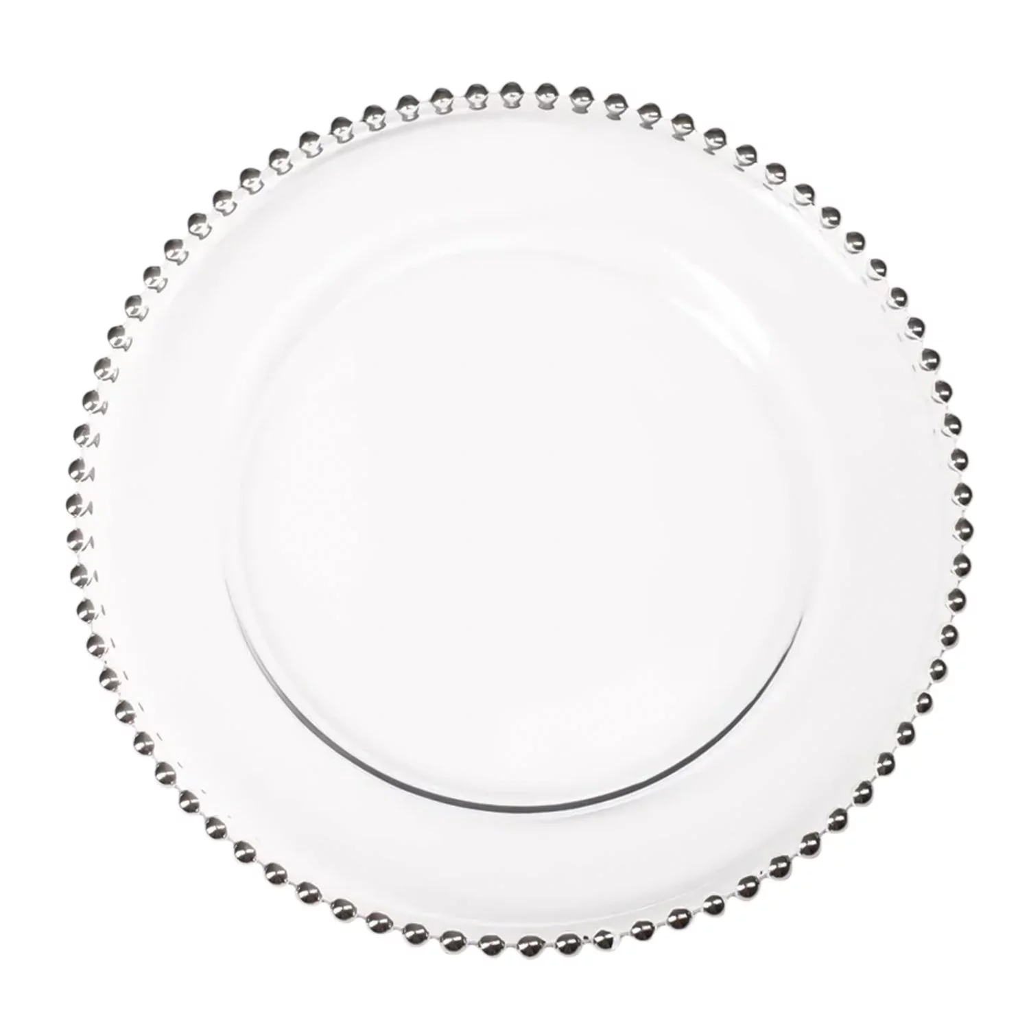 6 Pack | Silver Beaded Plastic Charger Plates