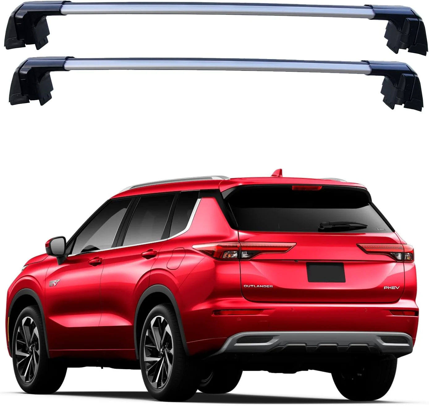 ROKIOTOEX Coyote Roof Rack Crossbars Fit for 2023 2024 Mitsubish-i Outlander PHEV Flush Side Rails Lockable Cross Bars for Rooftop Cargo Box Luggage, Ski Board, Bike Carrier – Silver MO22
