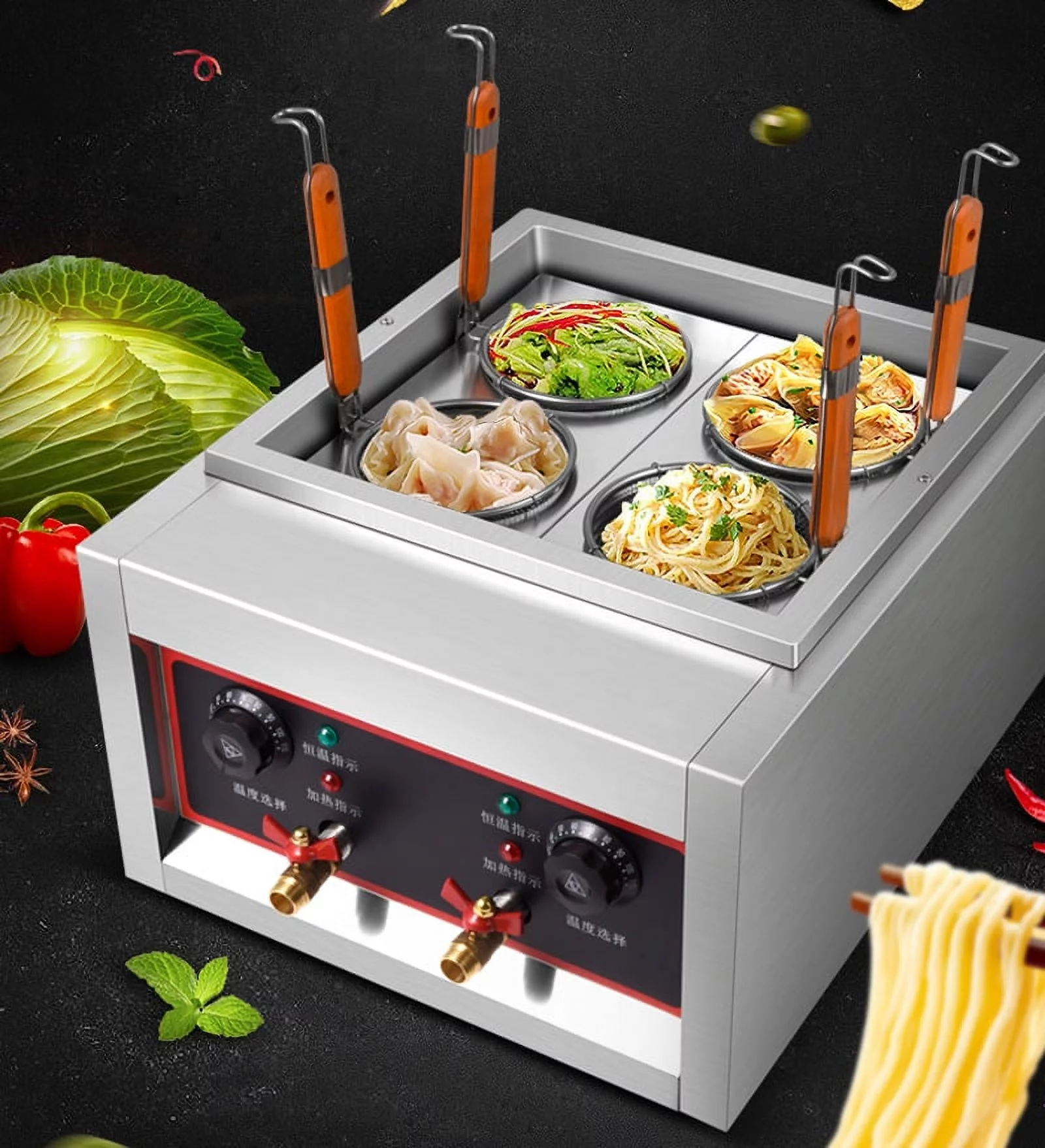 TECHTONGDA Commercial  Table Top 4 Baskets Electric Noodles Cooker / Pasta Cooking Machine 220V 4000W