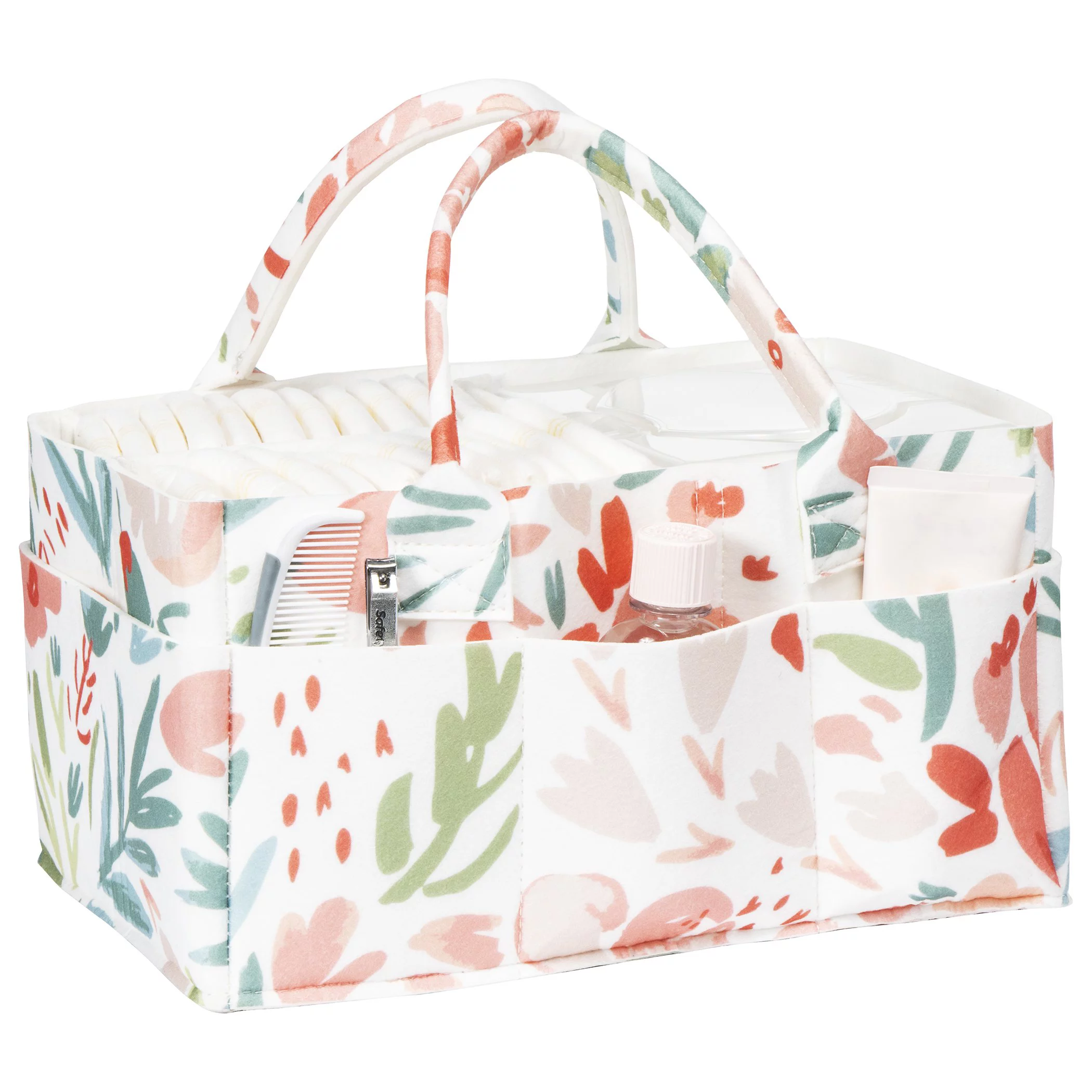 Sammy & Lou Painterly Floral Felt Diaper Caddy, Multi-Color, Girl, Infant