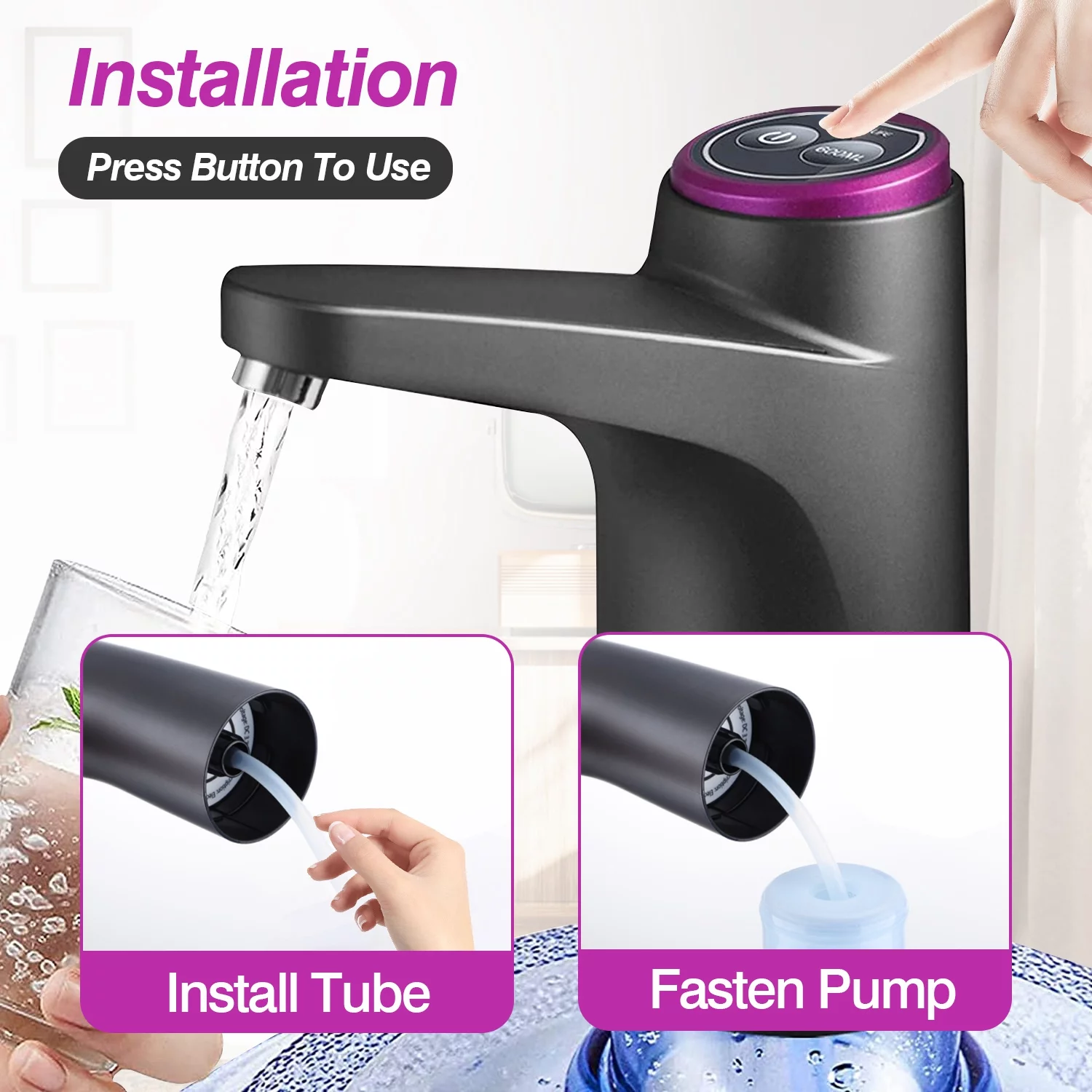 Electric Water Dispenser 40 Gallon USB Rechargeable iMounTek Bottle Pump Automatic Switch Pump Quantitative Setting for Home Office Camping