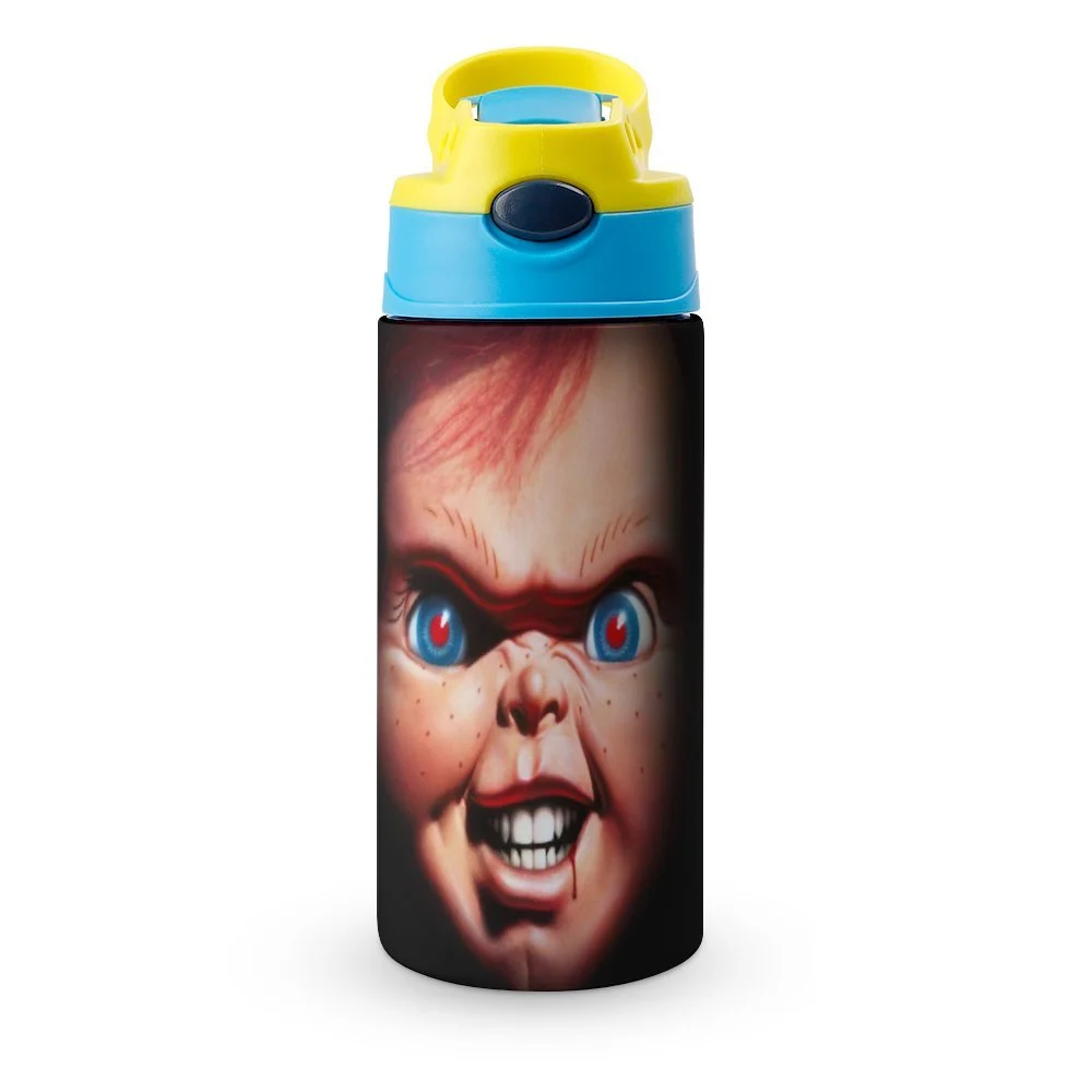 Chucky Scary Kid's Insulated Water Bottle With Straw Vacuum Stainless Steel Cup Leak-Proof Children Toddler Thermoses