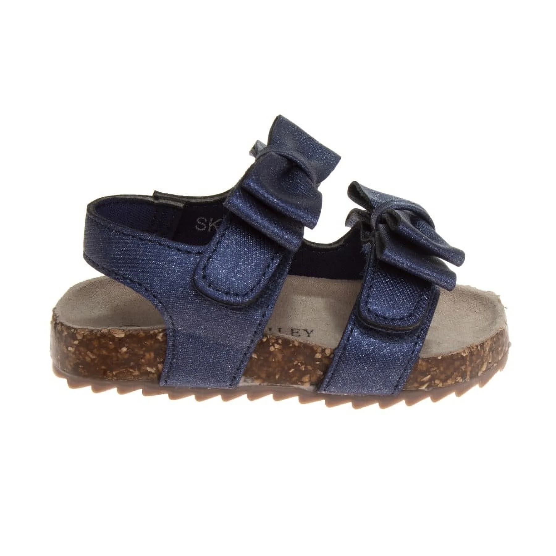 Laura Ashley Girls Footbed Hook and Loop Toddler Sandals - Navy, 5