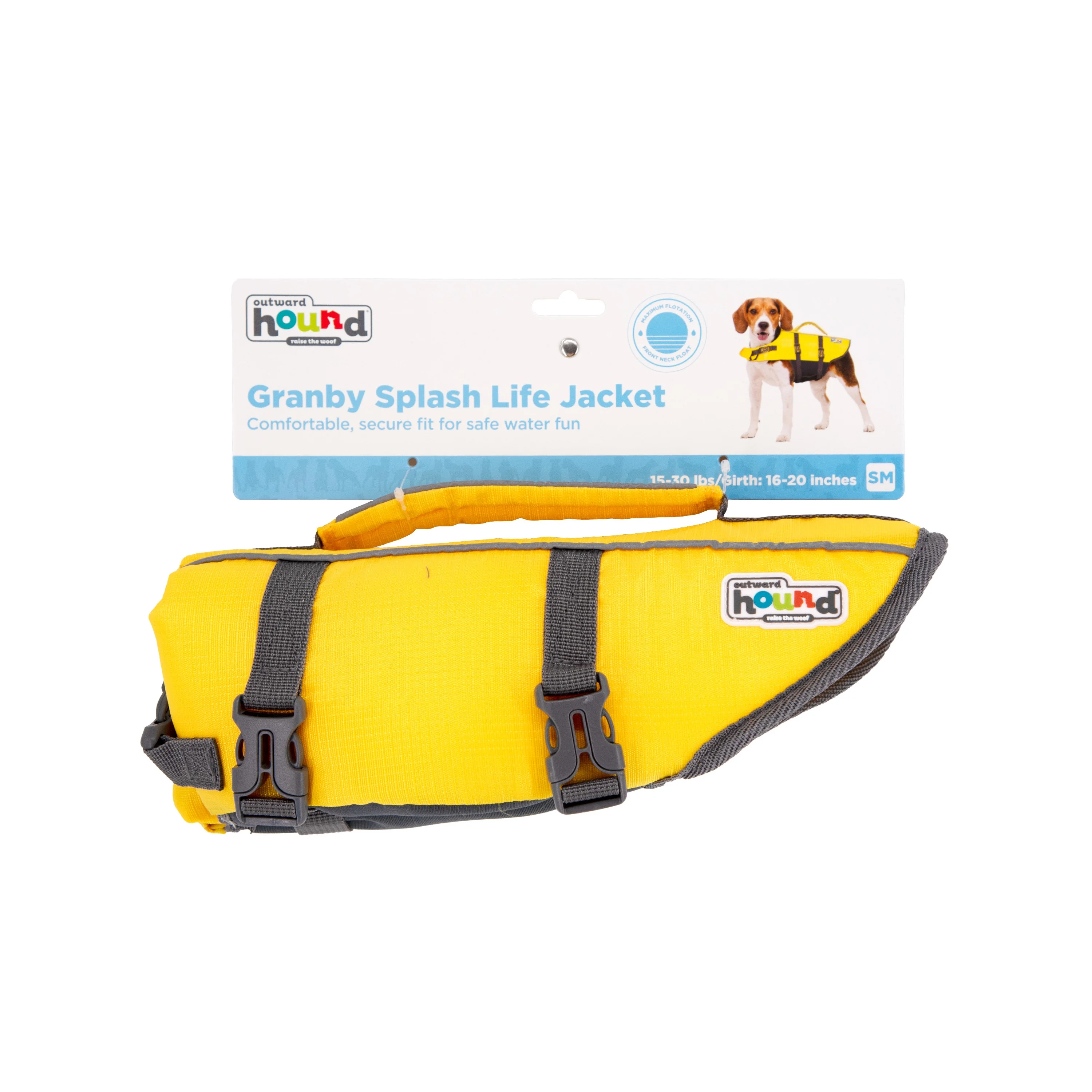 Outward Hound Granby Splash Dog Life Jacket, Yellow, Small