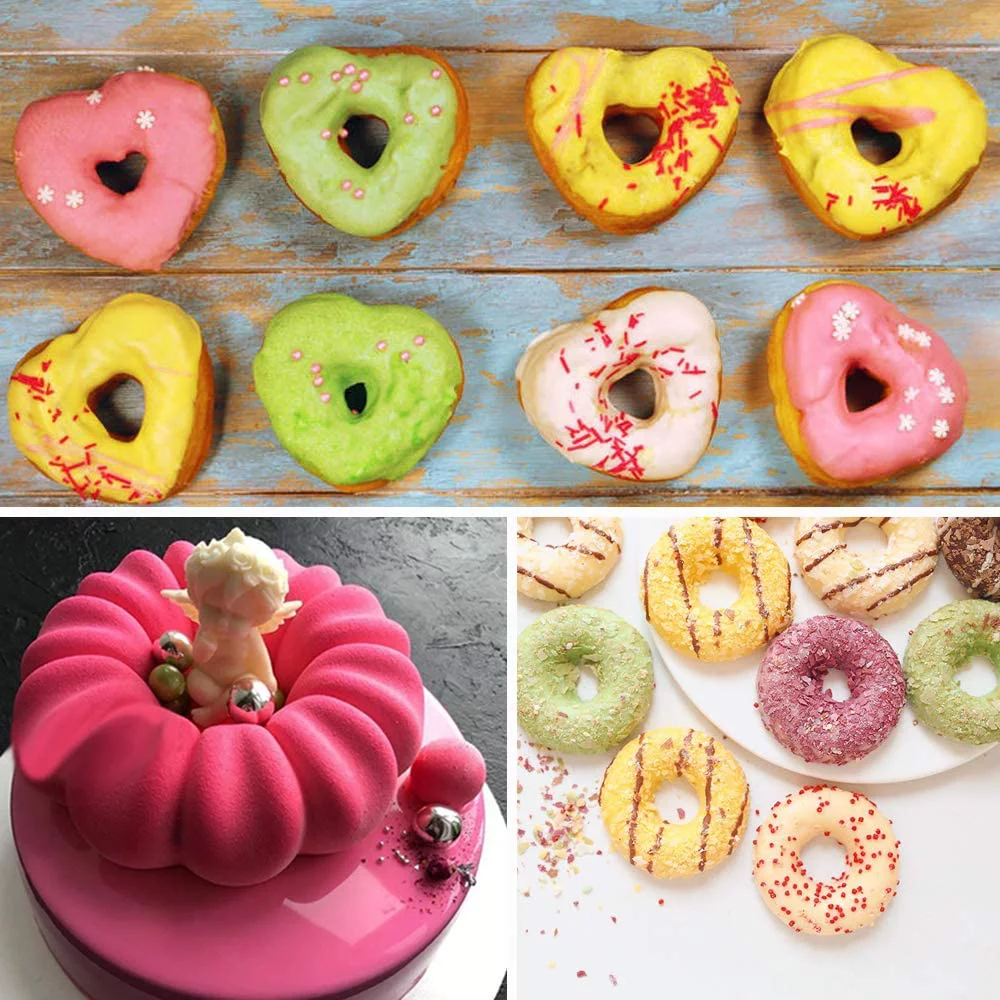 3 Pack Silicone Donut Pan for Baking Donut Maker, Silicone Pancake Mold Non-stick Doughnut Pan Muffin Cupcake Bagel Making Tray