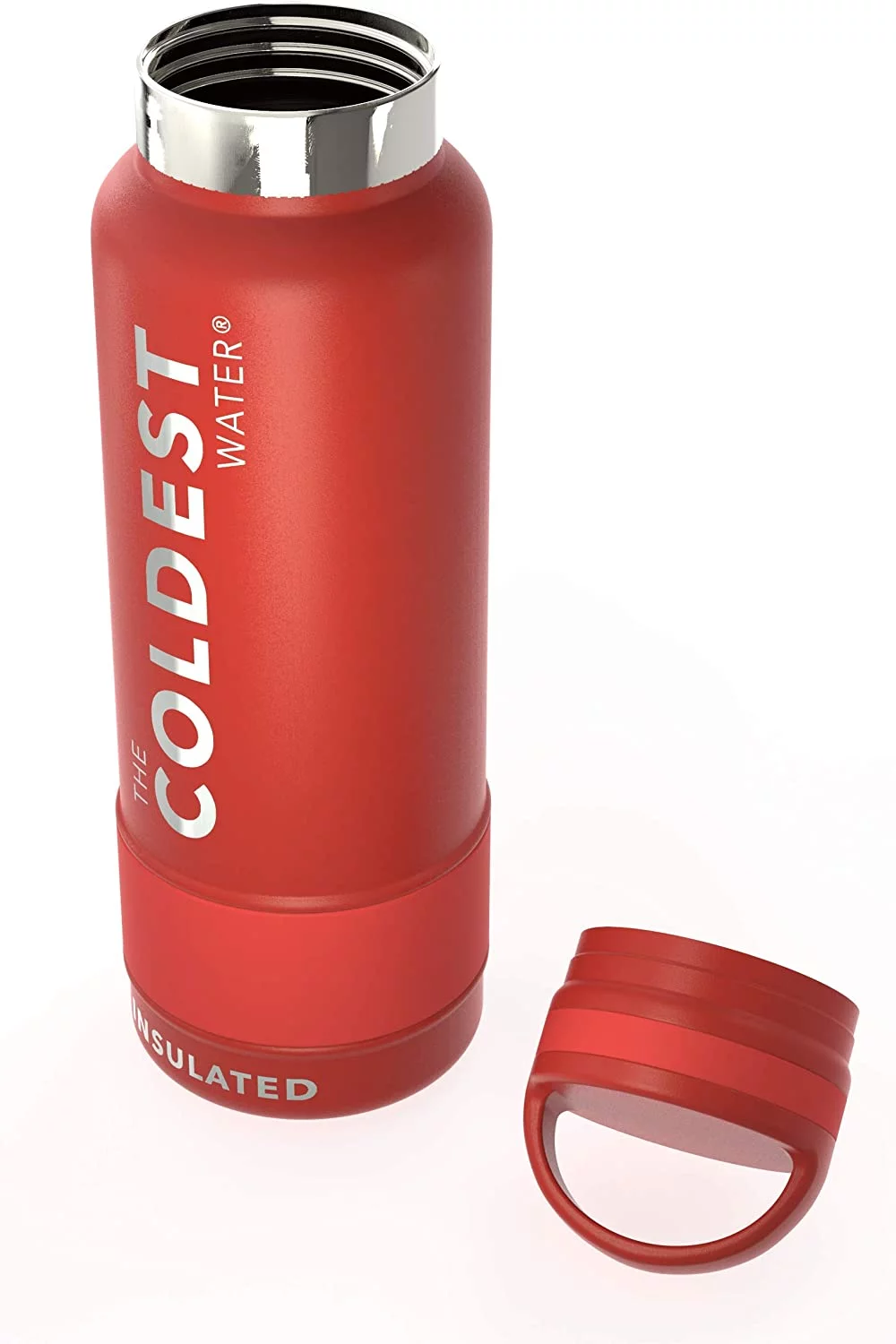 The Coldest Water Bottle 21oz Standard Mouth Insulated Stainless Thermos ( Crimson Red, 21oz)