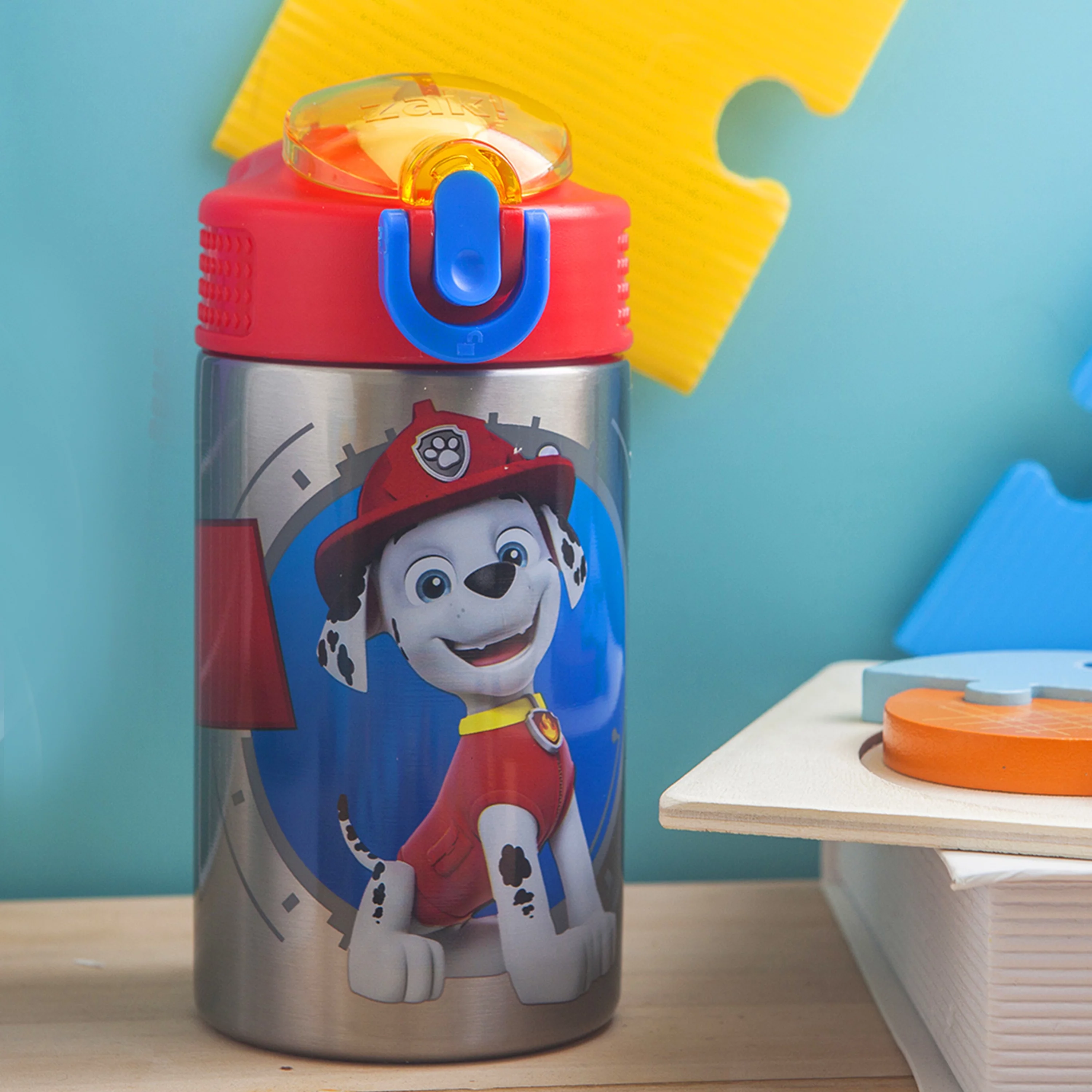 Zak Designs 6 pcs PAW Patrol Kids Dinnerware Set Melamine Stainless Steel Plate Bowl Tumbler Flatware Water Bottle, Marshall, Skye and Friends