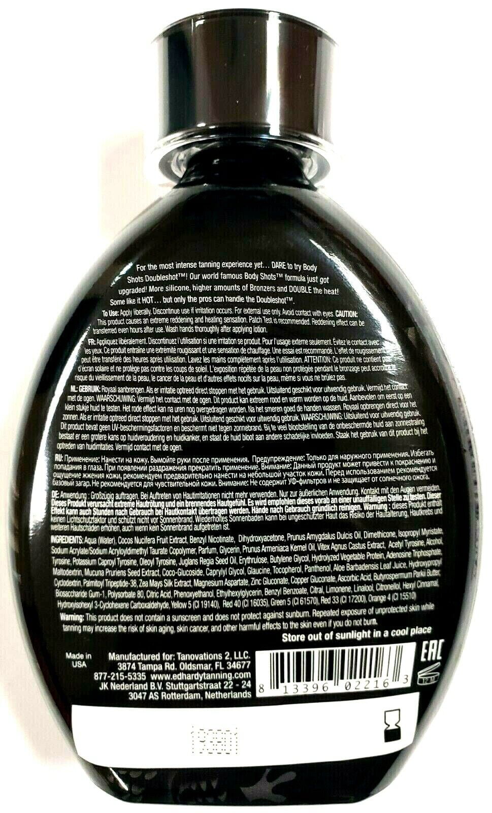 Ed Hardy Body Shots DoubleShot Indoor Tanning Bed Lotion w/ Bronzer & Hot Tingle