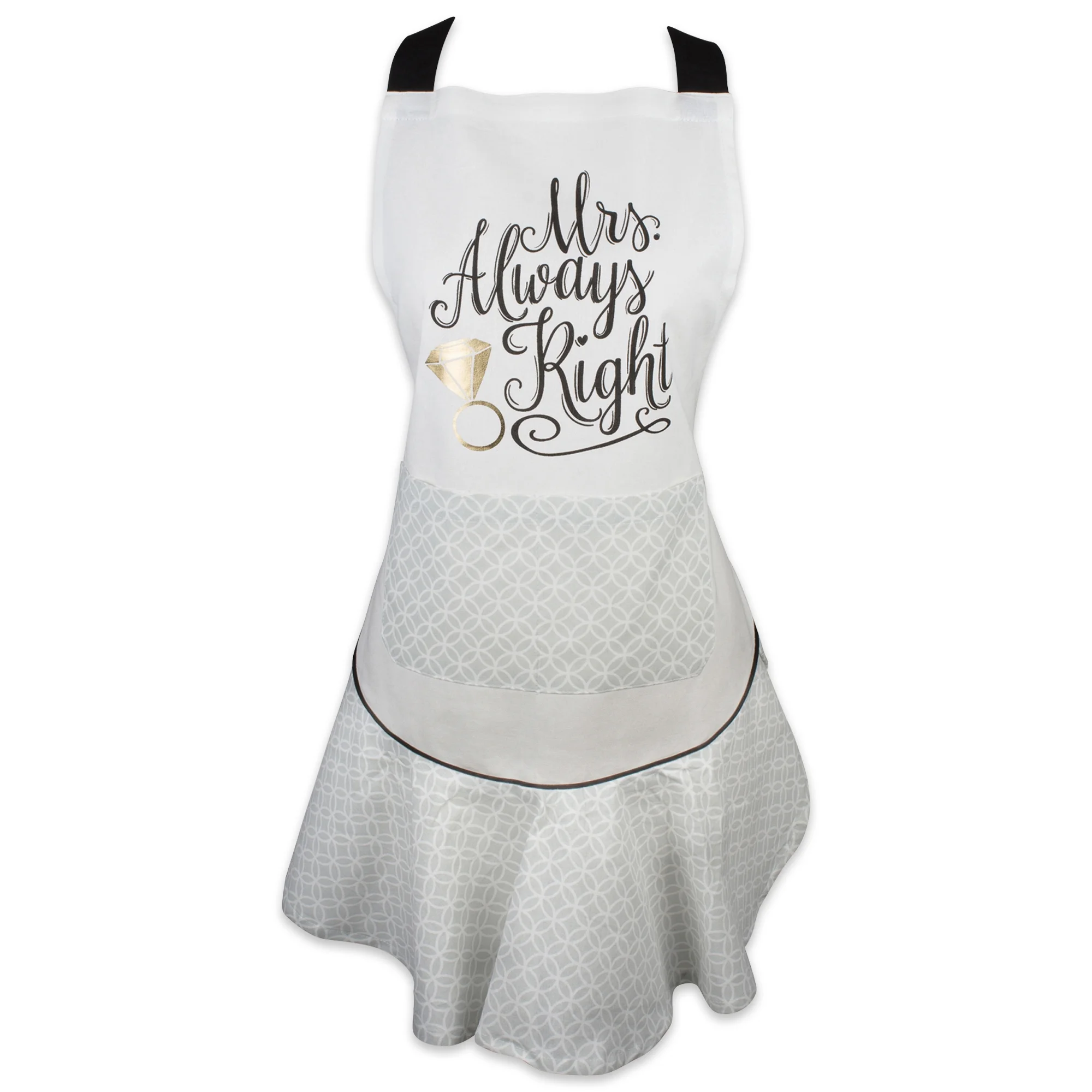 DII Modern 100 Percent Cotton Mrs Always Right Ruffle Apron in White