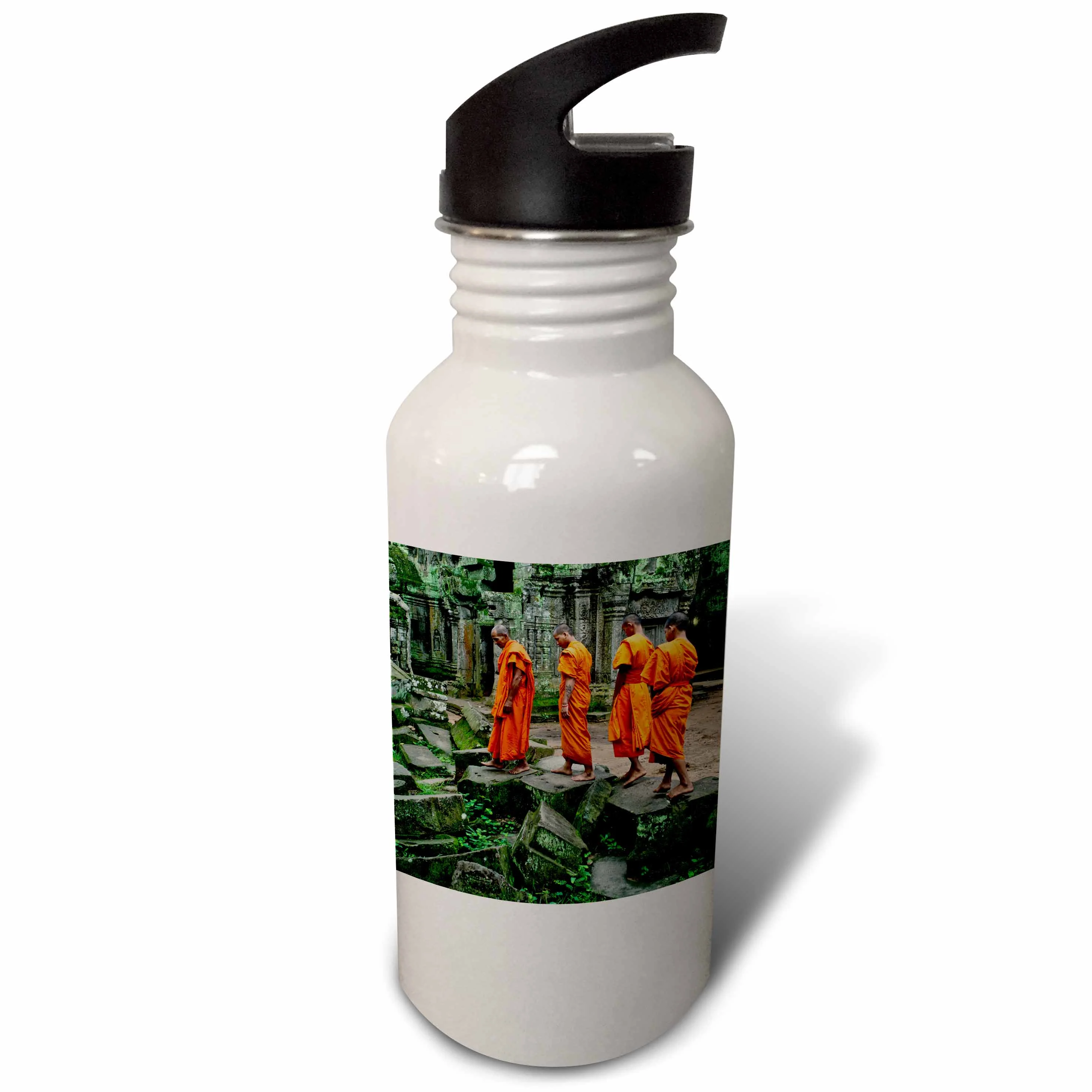 Orange and Green Theravada Buddhists from Phras Ang Tep Monastery 21 oz Sports Water Bottle wb-179835-1