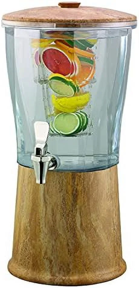 CBDRT3MBSS Beverage Dispenser, 3 Gallon, Stainless Steel With Infuser Tube And Stainless Steel Spigot, Travertine Marble