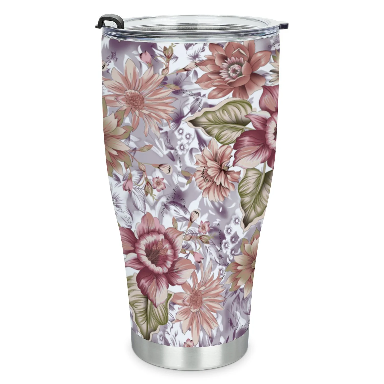 Hidove Stainless Steel Tumbler, Seamless Background Floral 30oz Leak Proof & Stainless Steel Bottle for Hot & Cold Drinks - Coffee Travel Mug, Water Metal Canteen, Thermal Cup