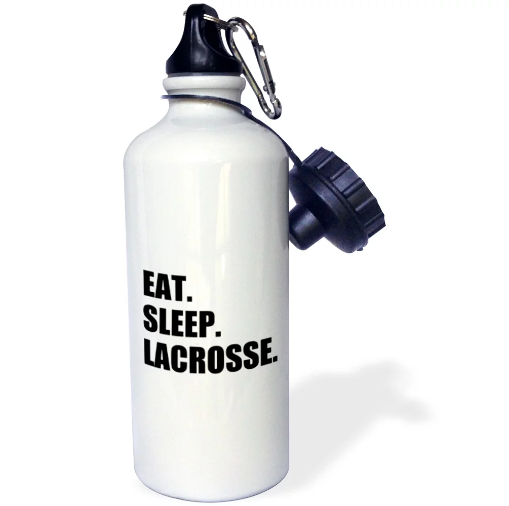 3dRose Eat Sleep Lacrosse - gifts for sport enthusiasts lax crosse black text - Straw Water Bottle, 21-ounce