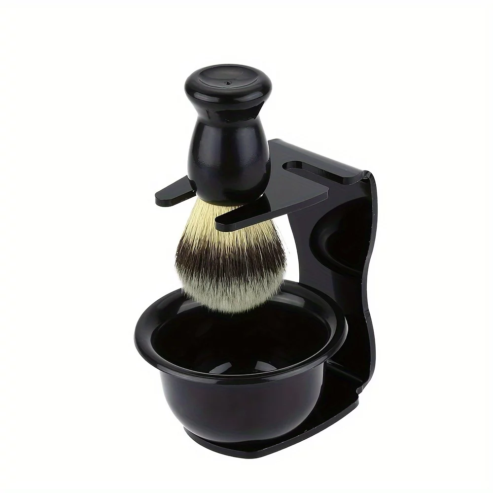 3-Piece Beard Grooming Kit: Brush, Soap Bowl, and Acrylic Frame for a Perfect Shave
