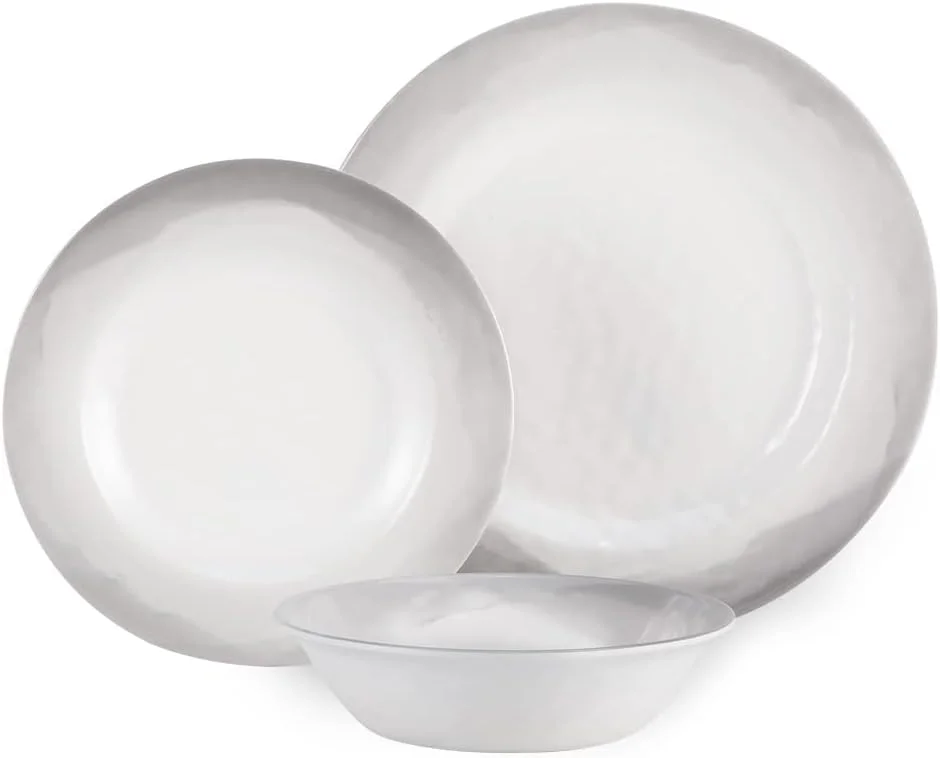 Melamine Dinnerware Sets- 12pcs Melamine Plates and Bowls Set for 4, Suitable for Indoor and Outdoor Use, Blue