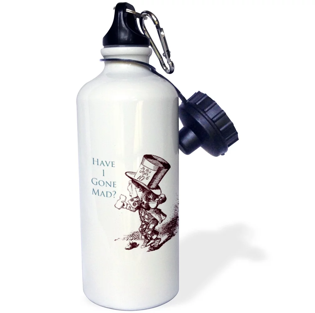 3dRose Mad Hatter Have I gone Mad Alice in Wonderland - Straw Water Bottle, 21-ounce