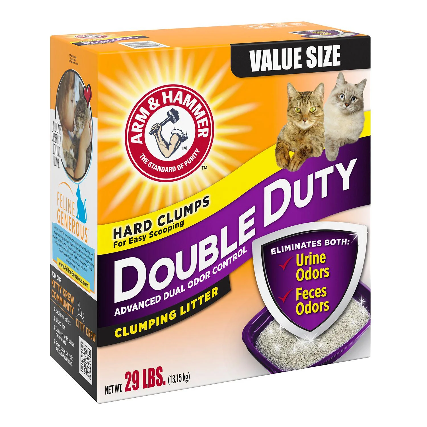 Arm and Hammer Double Duty Clumping Cat Litter, 29lbs. Box