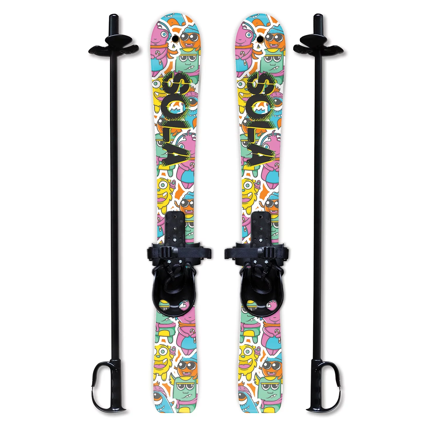 SOLA Kid's Snow Skis & Poles Winter Sports Beginner W/ Bindings Age 2 - 4 (Gaggle)