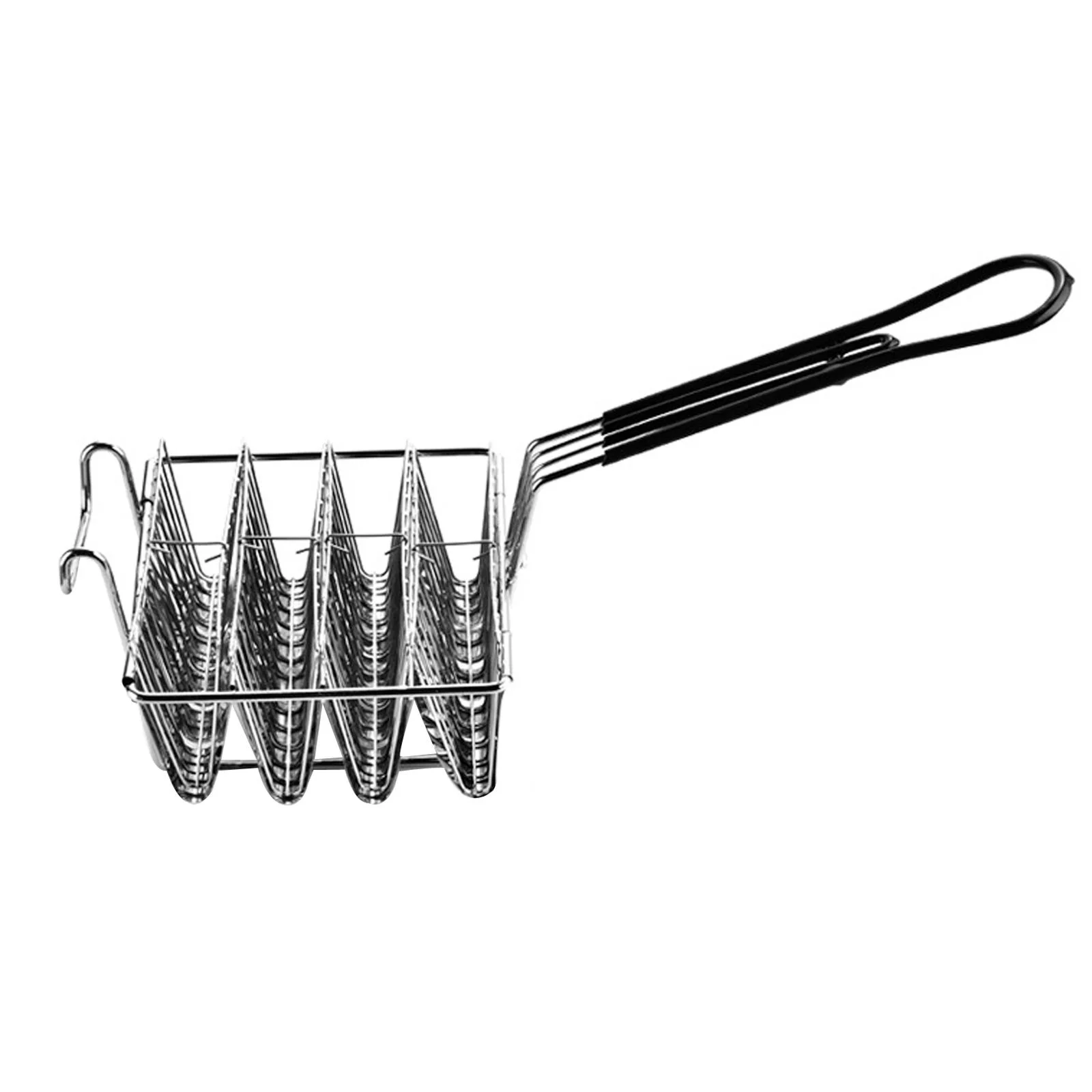 Stainless Steel Taco Fryer 4 Shells/6 Shells Cooking Tool Deep Fryer Fryer Basket Taco Holder for Snack Cart Restaurant Cooking , 4 Shells , Medium 4 Shells V Shape