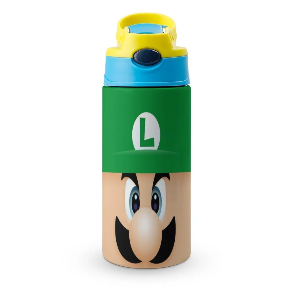 Face Luigi's Mansion Kid's Insulated Water Bottle With Straw Vacuum Stainless Steel Cup Leak-Proof Children Toddler Thermoses