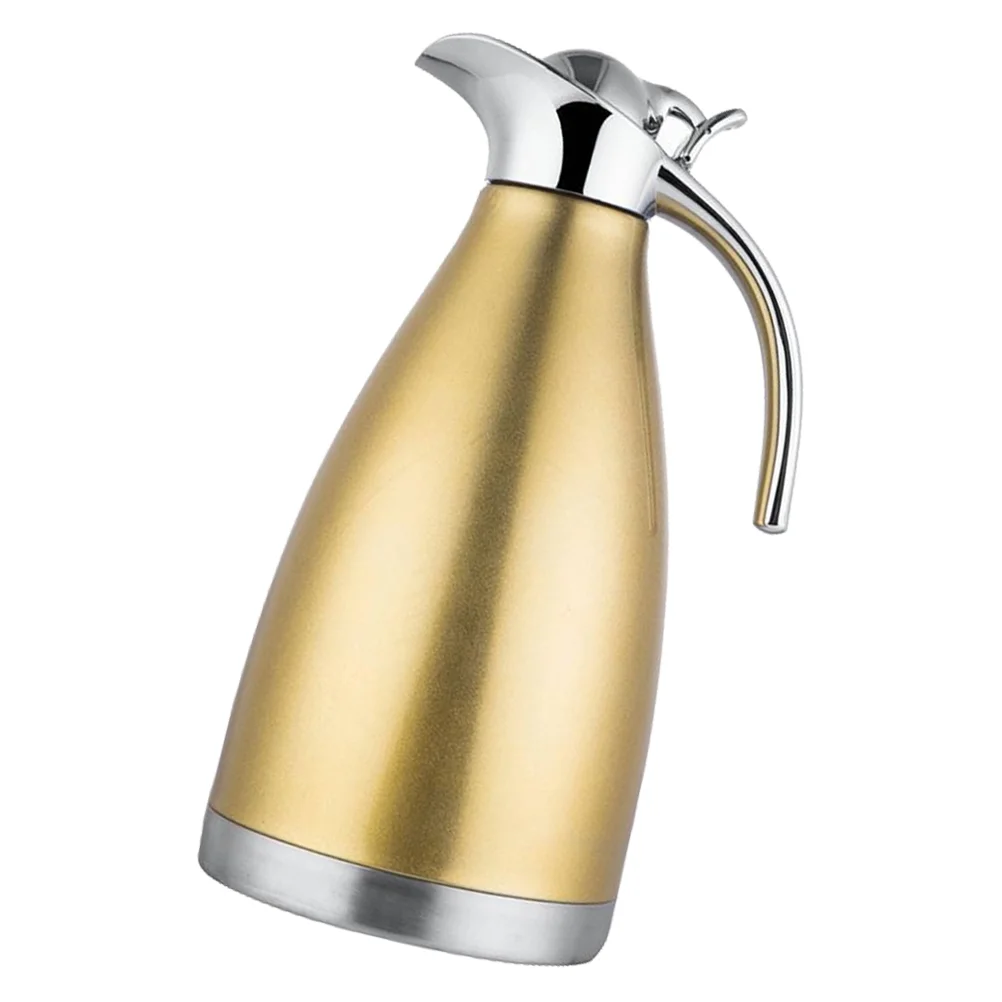 OUNONA Stainless Steel Thermo Jug Stainless Steel Vacuum Jug Household Warm Keeping Kettle (2L Yellow)