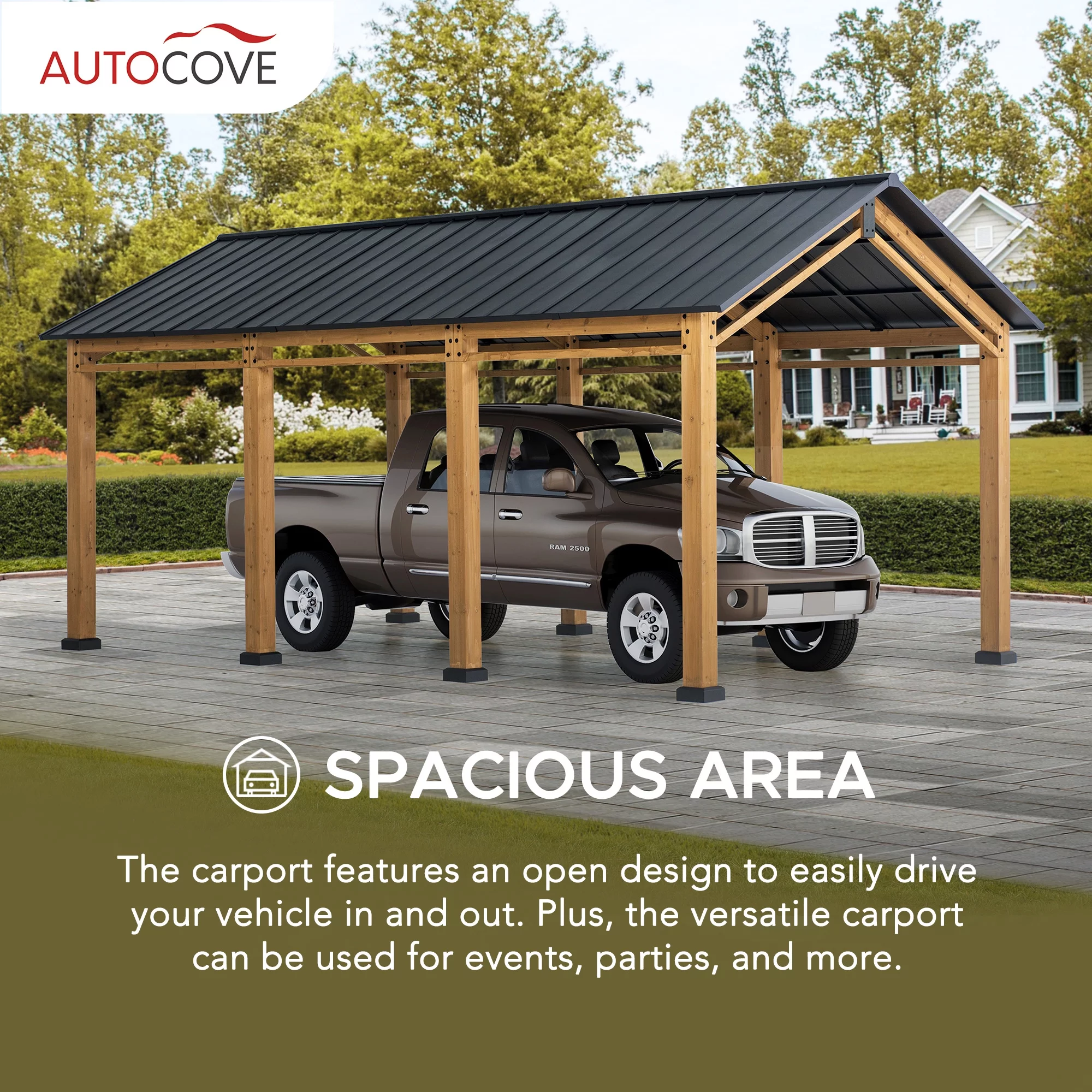 AutoCove 20 ft. x 11 ft. Hanover Cedar Wood Carport