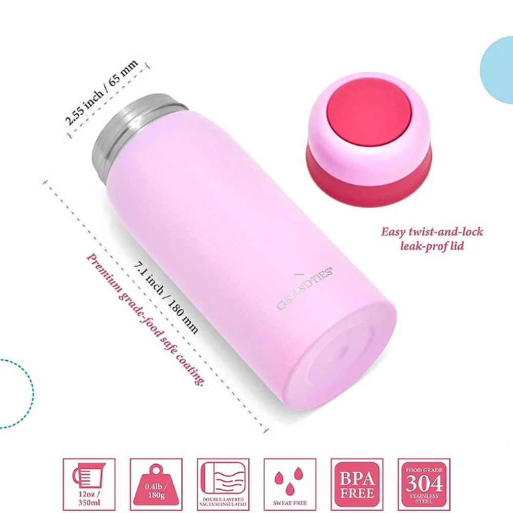 GrandTies Kids Insulated Water Bottle - Pink