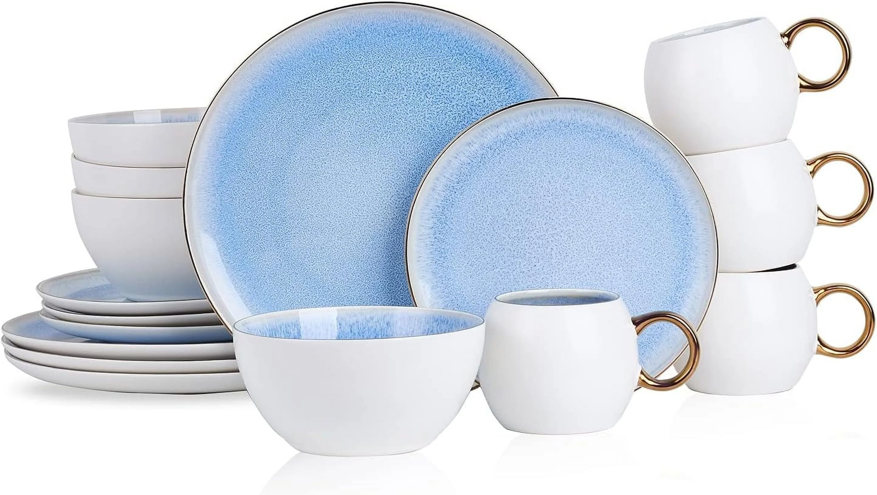 Josephine Formal Porcelain Dinnerware, Set Of 4, Blue, White And 16-Piece