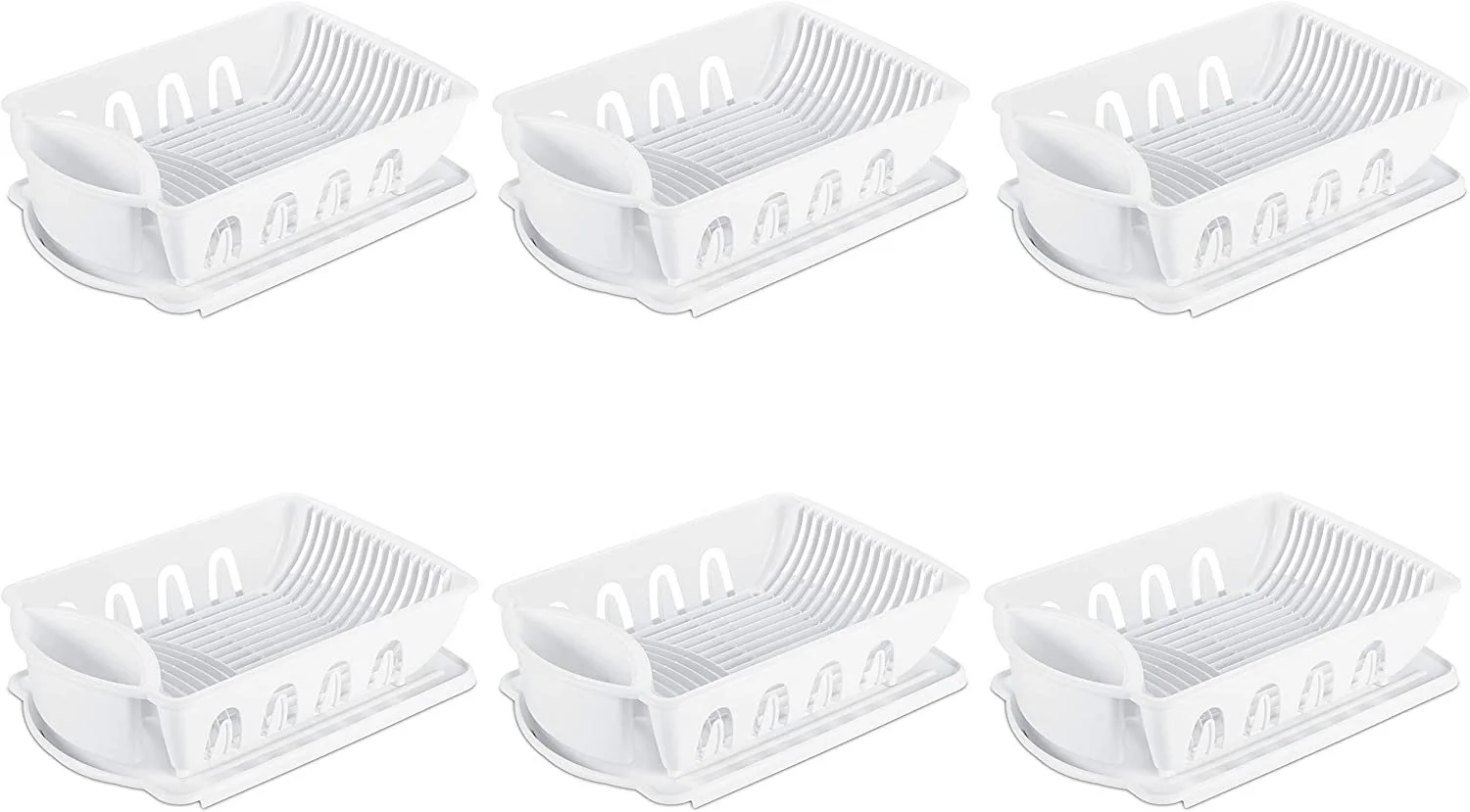 Sterilite Large 2-Piece Sink Set, White, 6-Pack