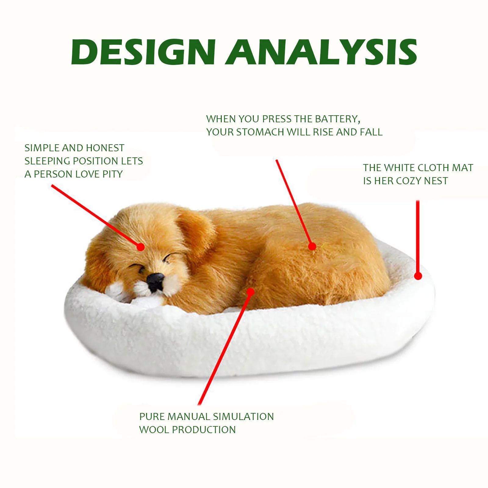 Realistic Sleeping Plush Breathing Dog Furry Dog With Mat Creative Animals Decor Stuffed Animal Doll