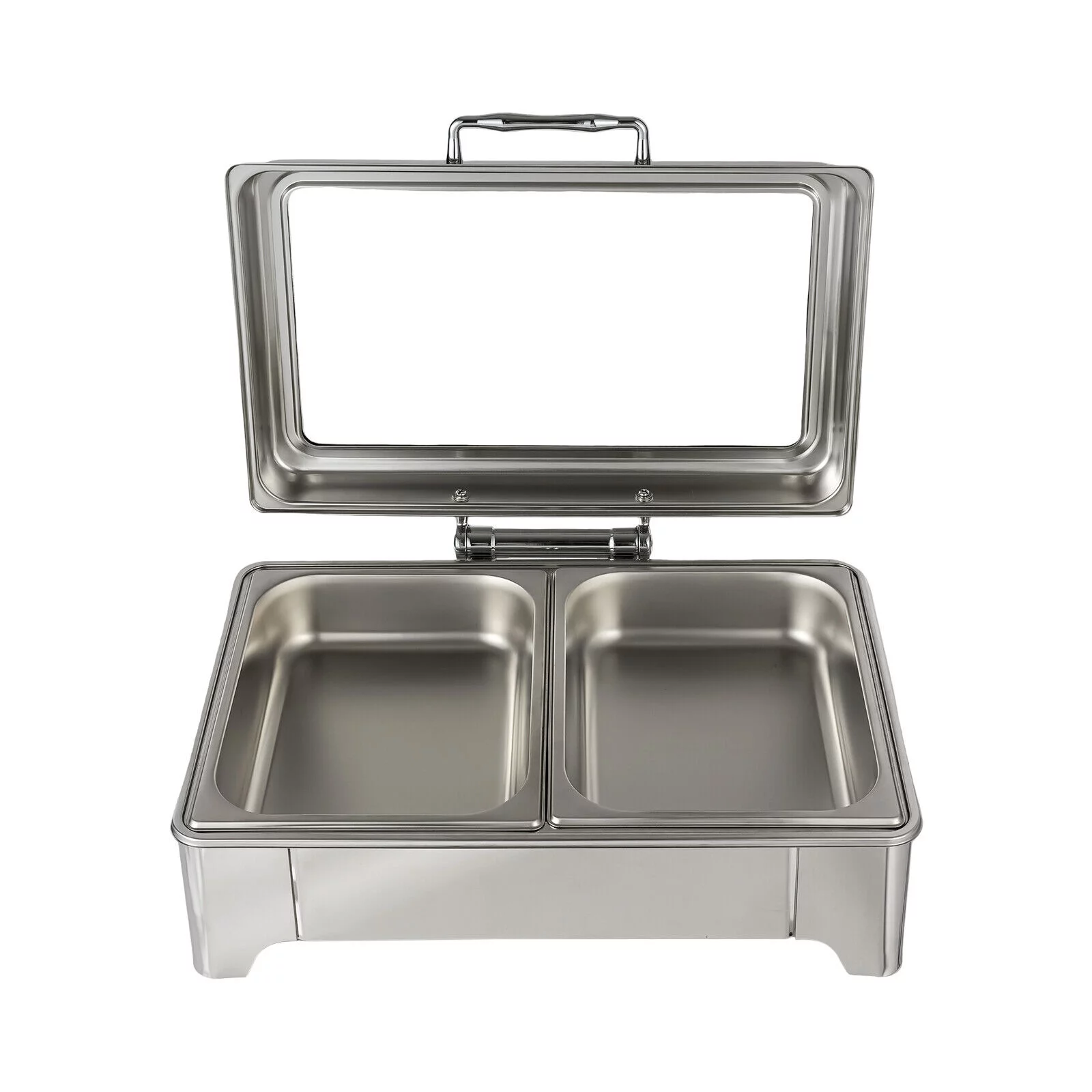 Oukaning 9.5qt Commercial Chafing Dish Buffet Set Stainless Steel Chaffing Server Set with Glass Lid 35-80℃ Adjustable Temperature