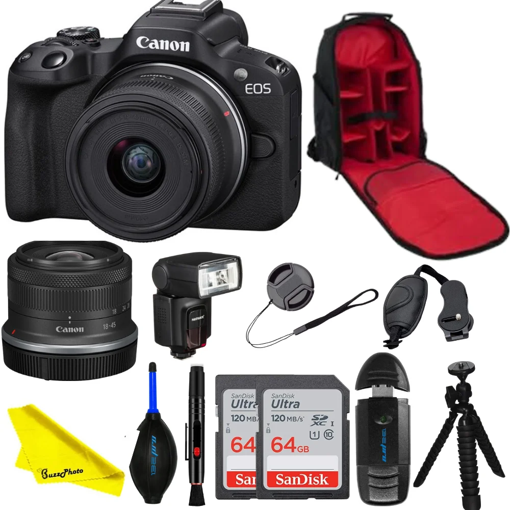 Canon EOS R50 with 18-45mm F4.5-6.3 IS STM Lens - BuzzPhoto Advanced Bundle
