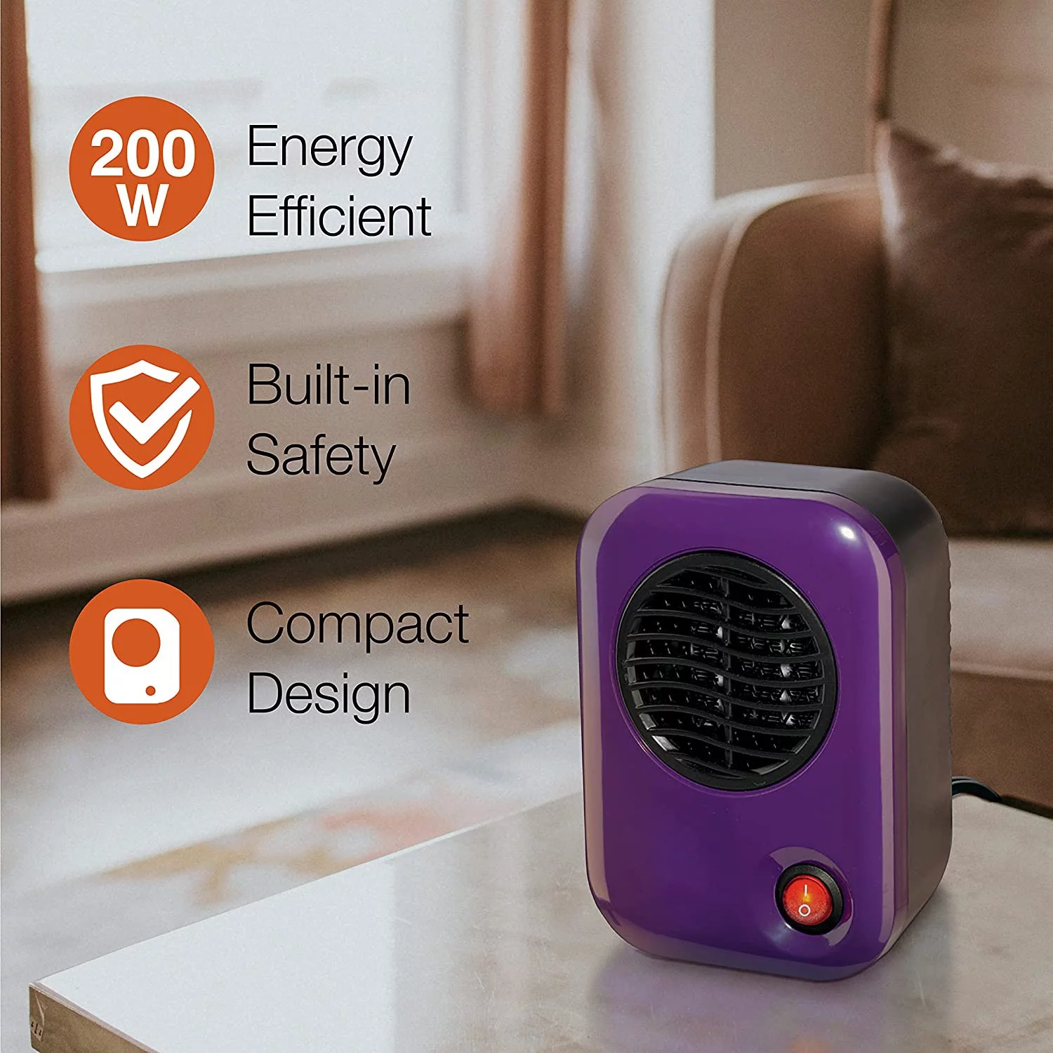 Mini Space Heater for Office Desk, Samll, Purple