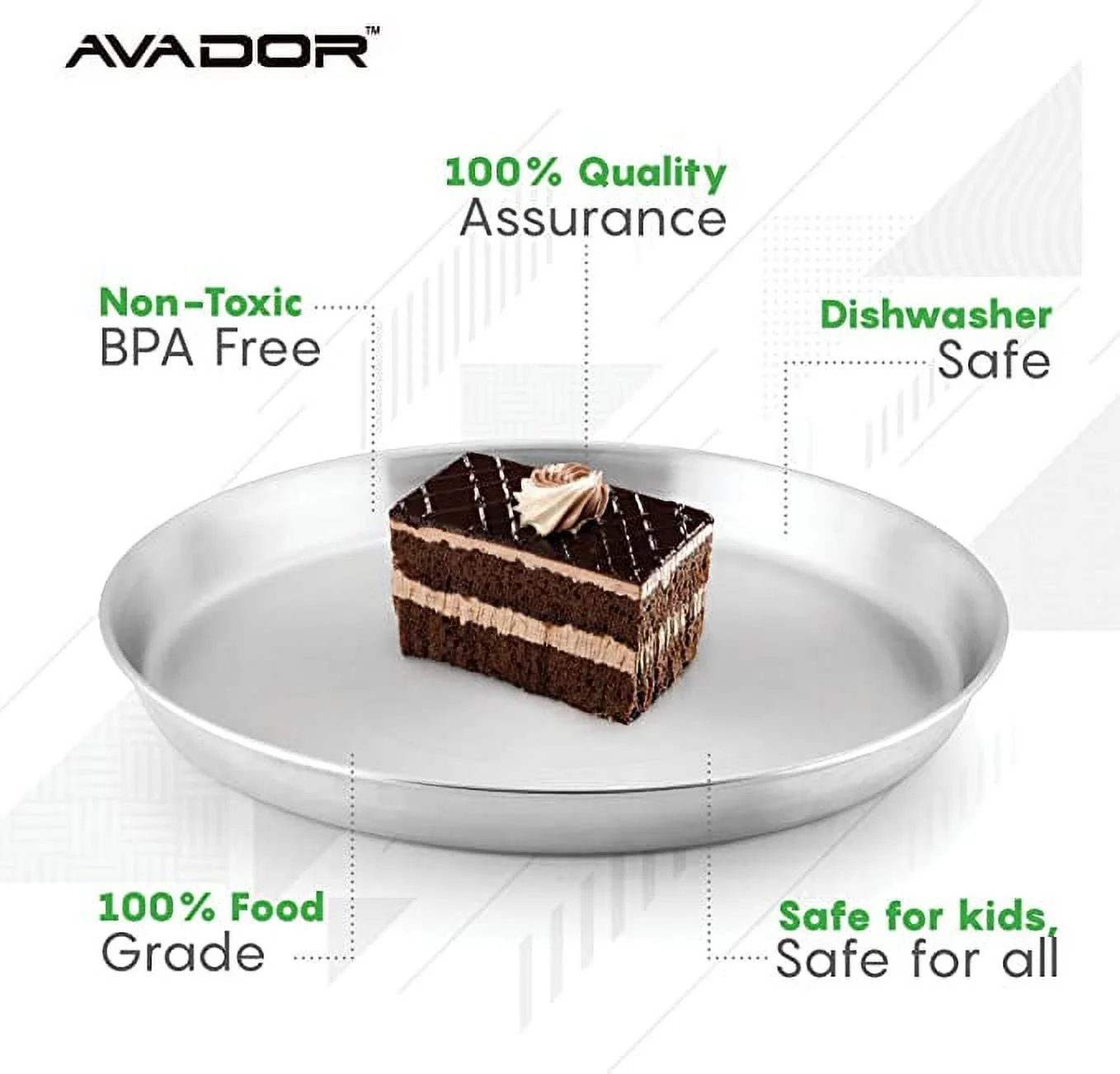 AVADOR Toddler Set of 4 Deep Round Plates 18/8 Stainless Steel Products for Kids Dining | Camping | Outdoor BPA Free Dishwasher Safe