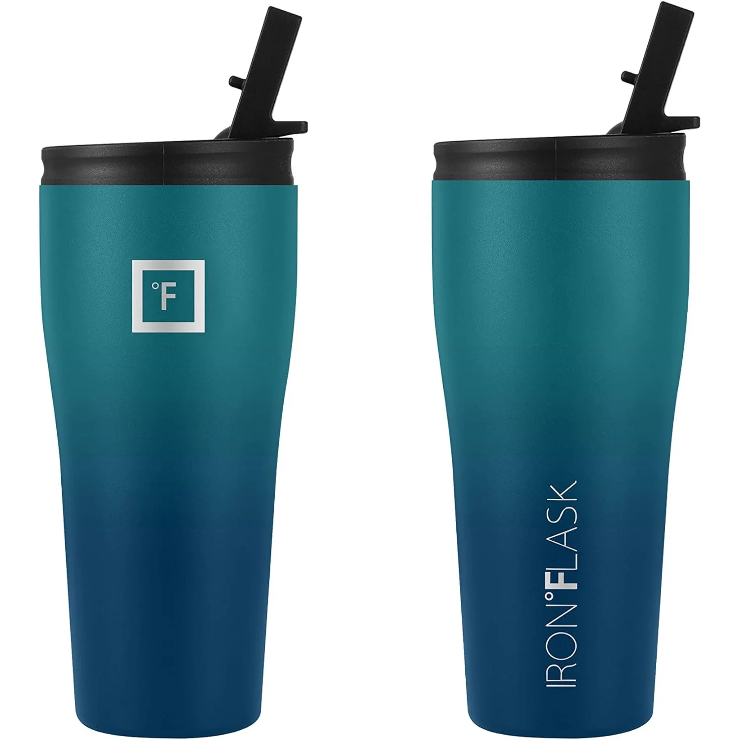 IRON FLASK Rover Tumbler 2 Lids Vacuum Insulated Stainless Steel Bottle, Metal Canteen, Dark Night, 20 Ounces