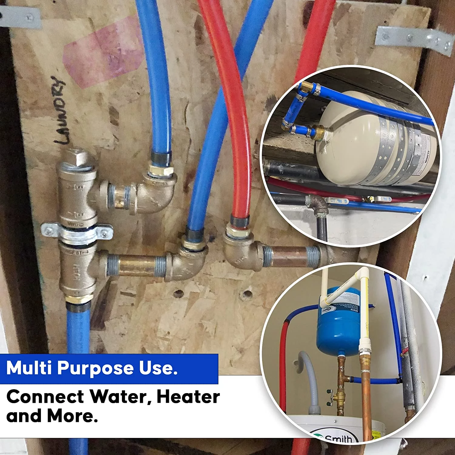 DMNI PEX Tubing 1/2 inch - PEX Pipe 1/2 inch - 1/2 inch x 50 ft PEX Pipe (50 ft, Blue & Red)