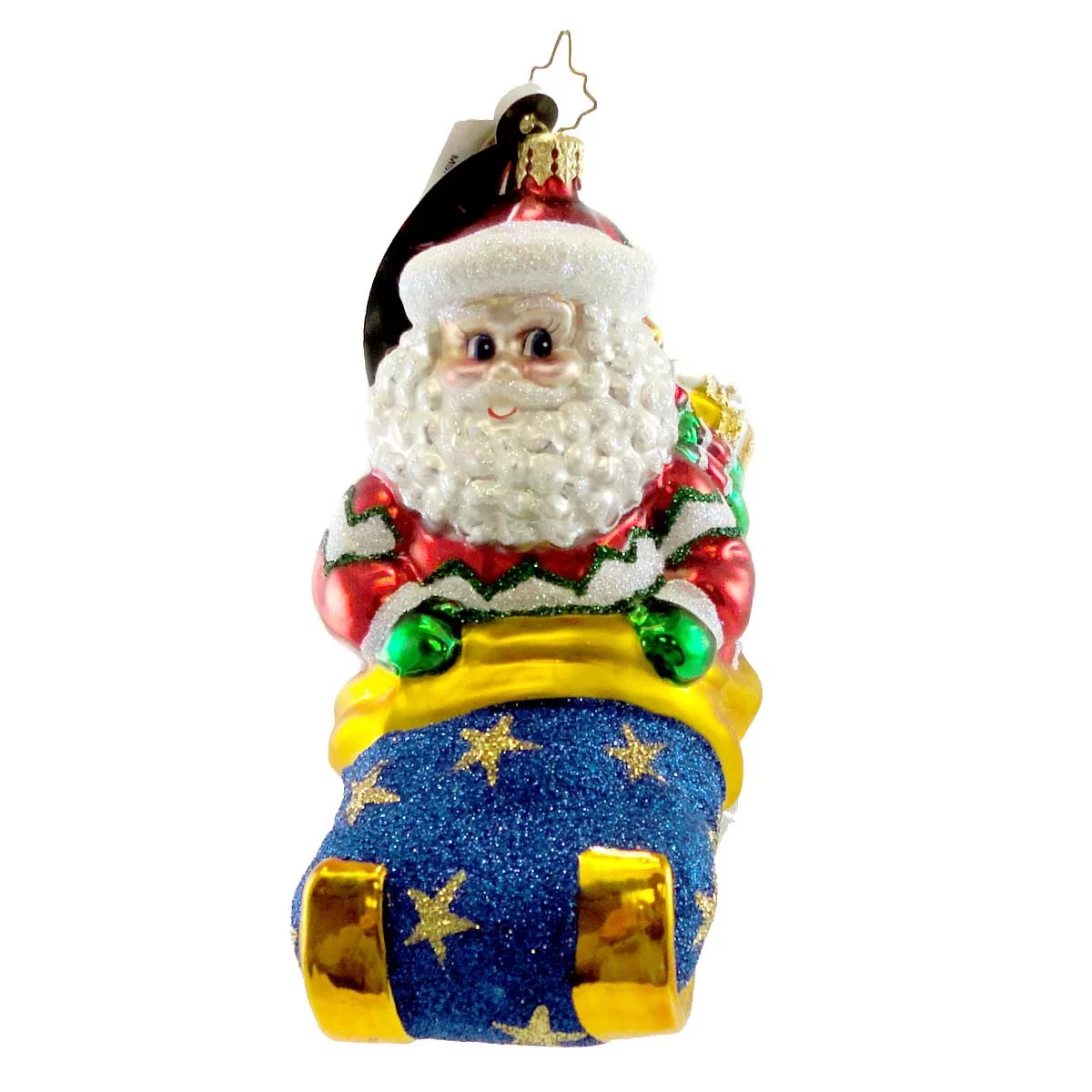 Christopher Radko ALPINE SLEIGH-A-WAY Blown Glass Ornament Christmas Santa