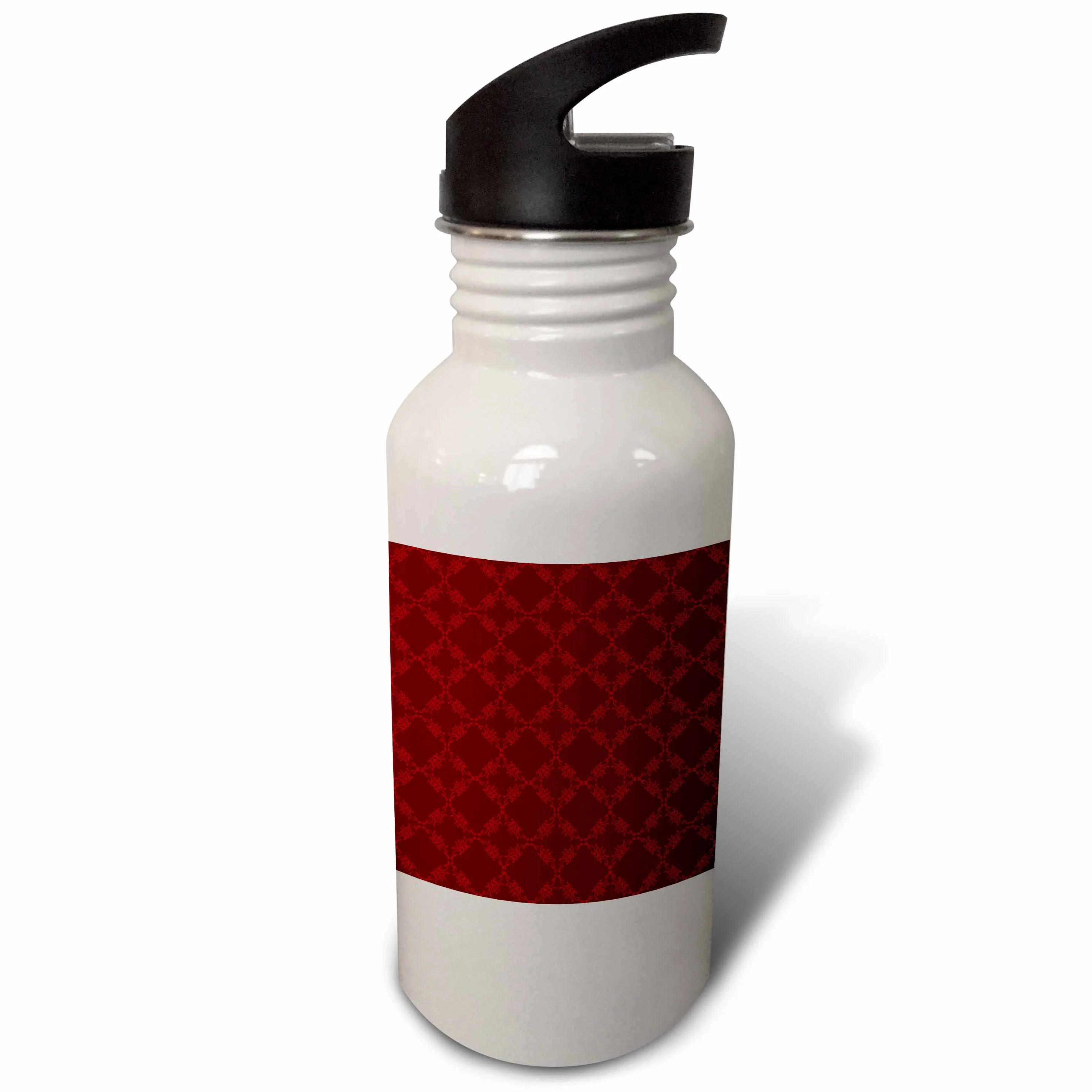 Red On Red Scroll Diamond Pattern 21 oz Sports Water Bottle wb-176875-1