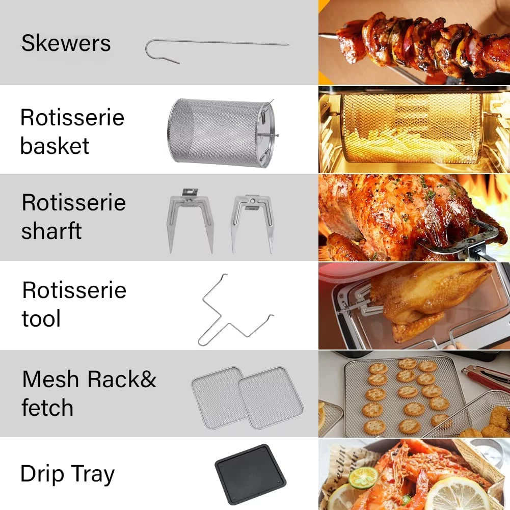 12 Quart 10-in-1 XLarge Capacity Air Fryer Oven W/ Digital Touch Screen Control & Integrated Digital Temperature Probe