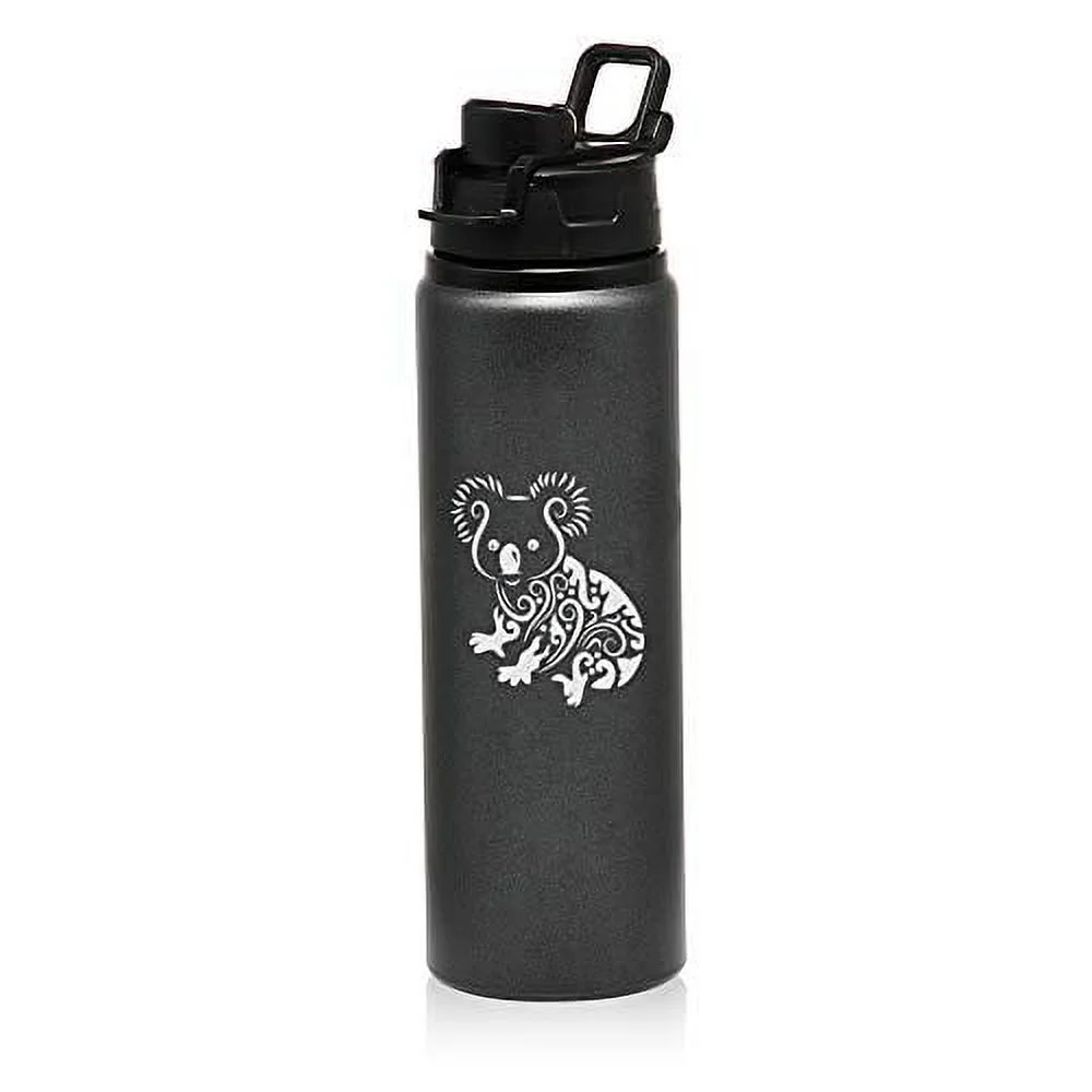MIP Brand 25 oz Aluminum Sports Water Travel Bottle Fancy Koala Bear (Charcoal)