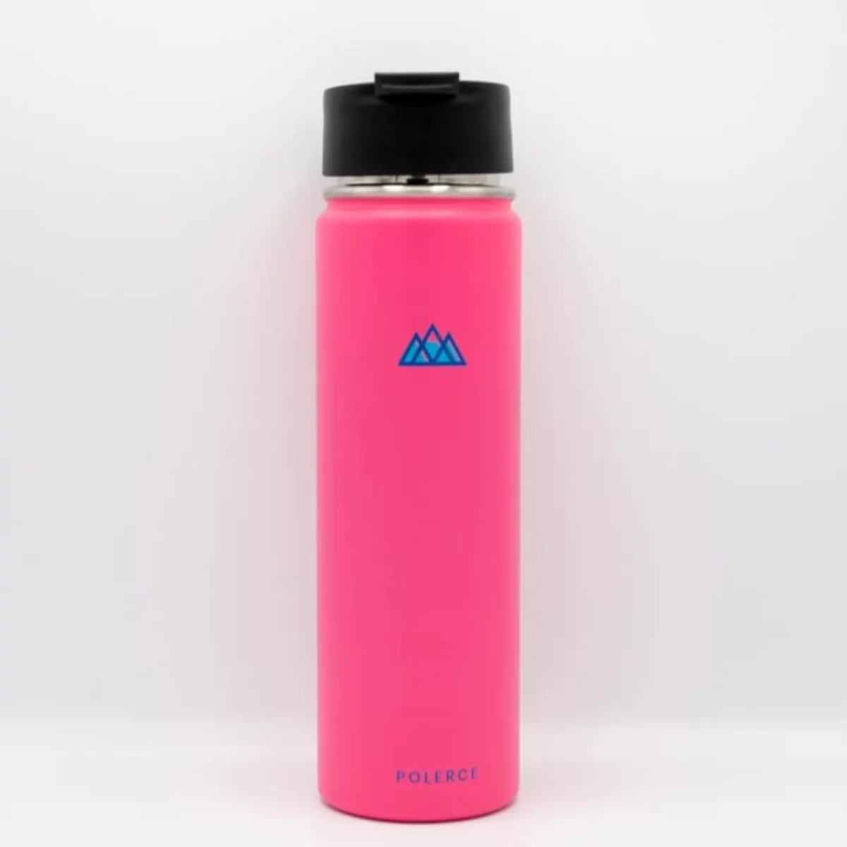 Vacuum Insulated Bottle with 3 Lids - Stainless Steel Thermally Insulated Flask - by Polerce (21 Oz, Pink)