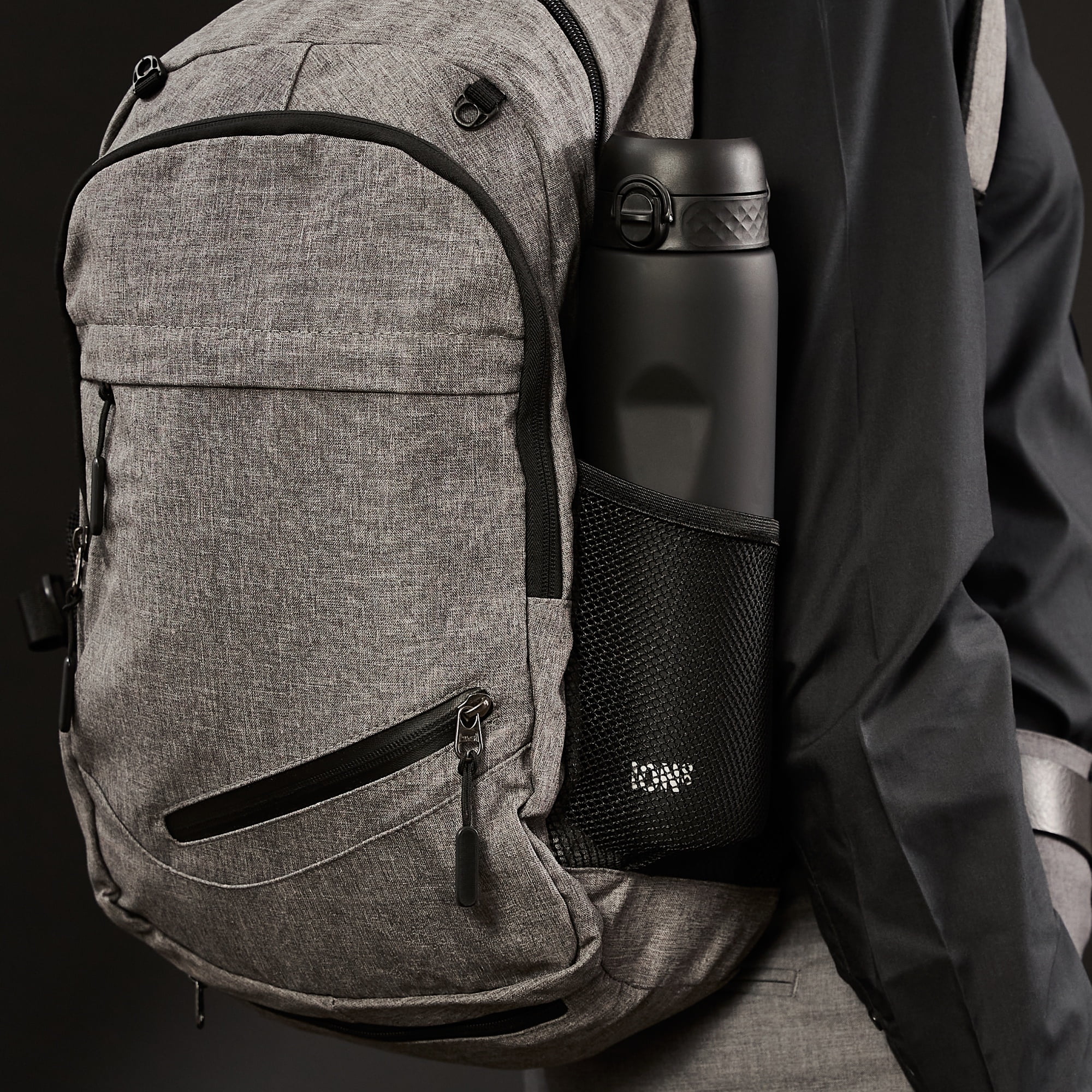 ION8 Leak Proof Flip-Top 1 Litre Water Bottle, BPA Free, Dishwasher-Safe, Black, 1000ml (32oz)