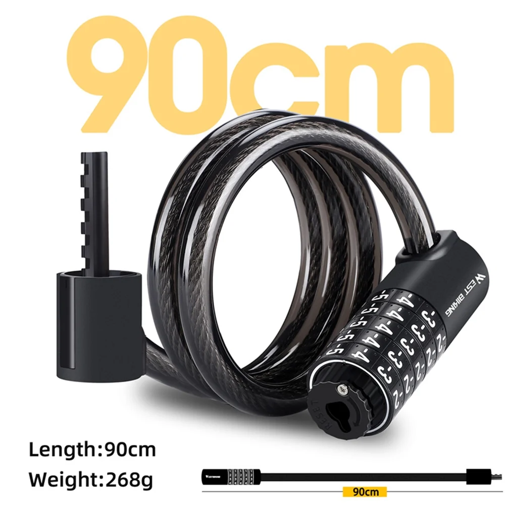 Bike Locks,Coiled Cable Lock -theft Coiled 5 Resettable Combination Cable Lock Ebike Lock Cable Ammoon Arealer Lock Theft Coiled Bike LocksLocksLock 6588